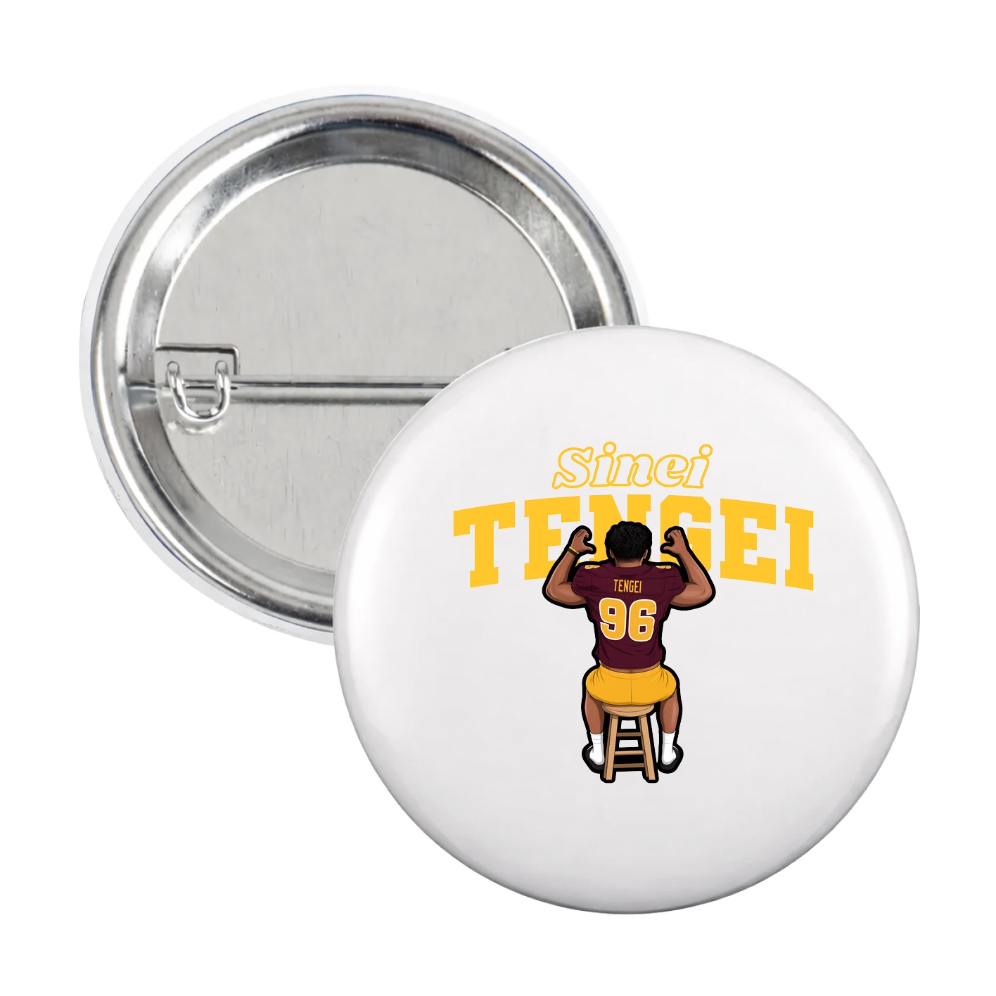 Game Day Button — Name Arch in White