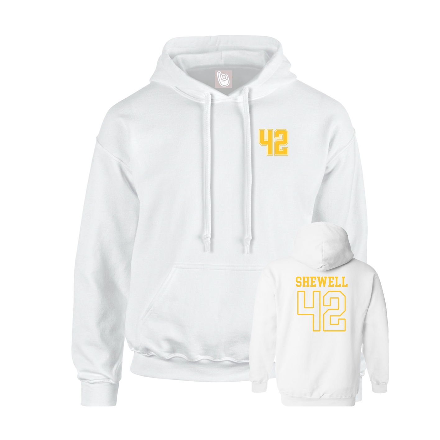 Youth Hoodie — Chest Back in White