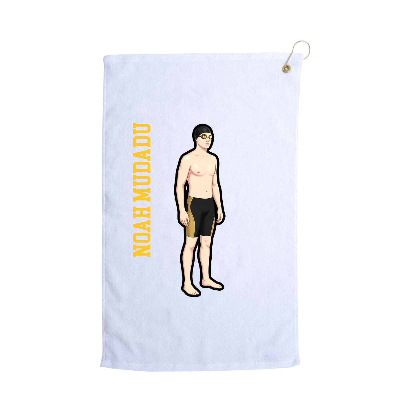 Golf Towel — Name Vertical in White