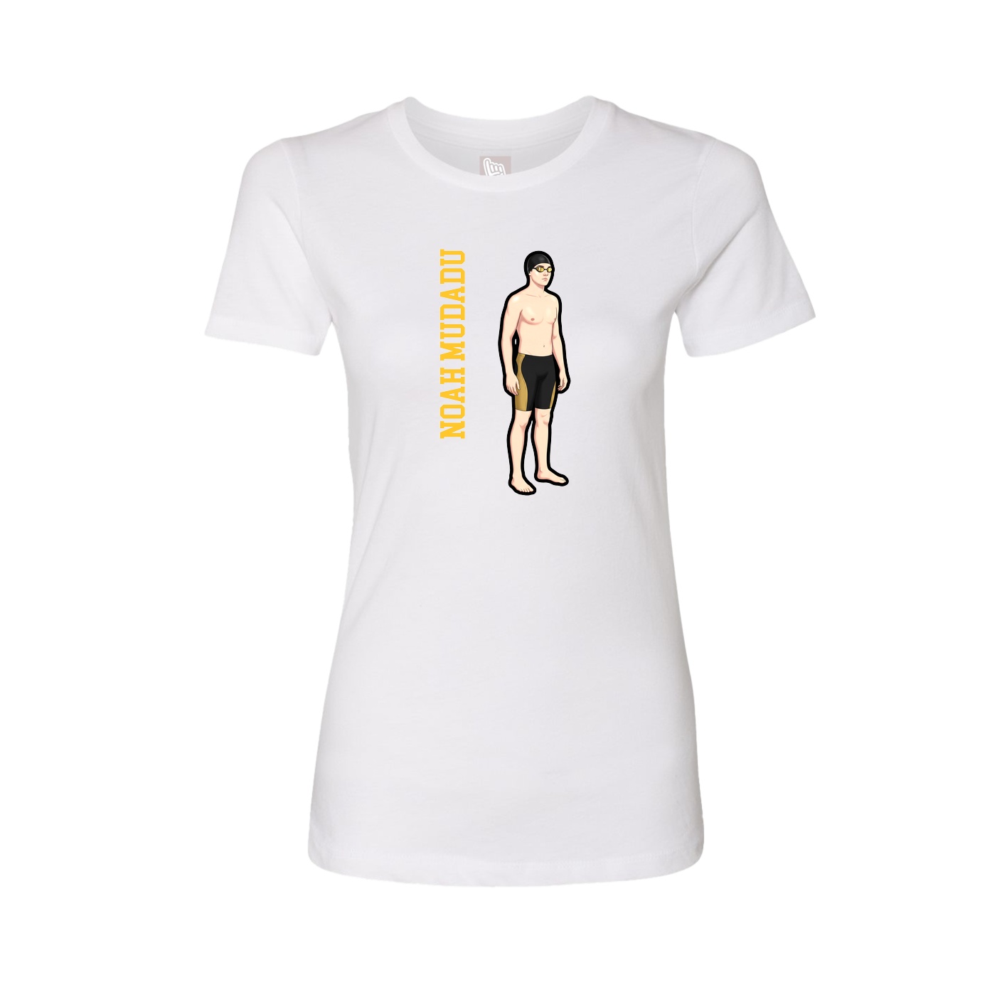 Fitted Women's Tee — Name Vertical in White