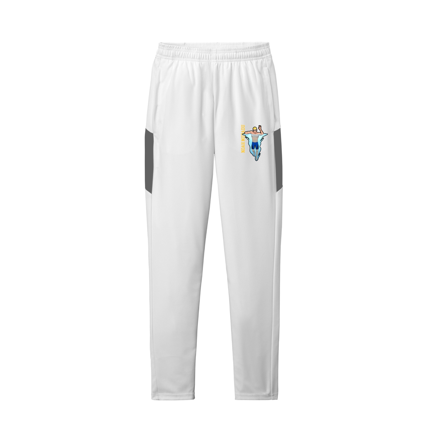 Team Travel Pant — Name Vertical in White/Grey