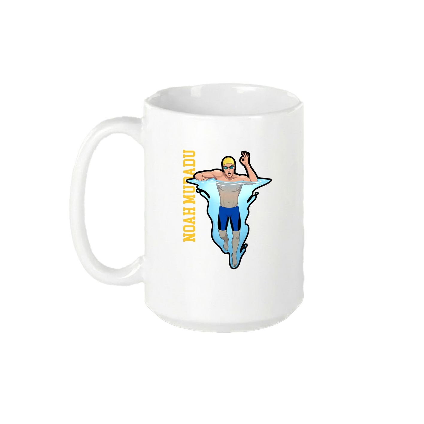 15oz Coffee Mug — Name Vertical in White