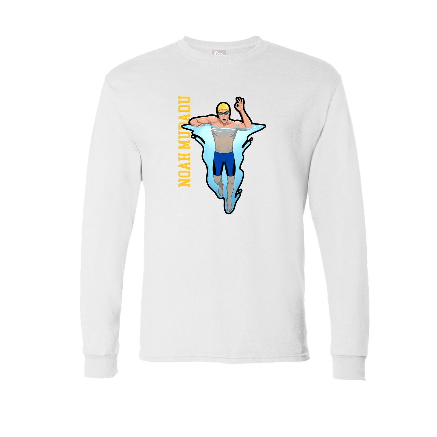 Long Sleeve Tee — Name Vertical in White