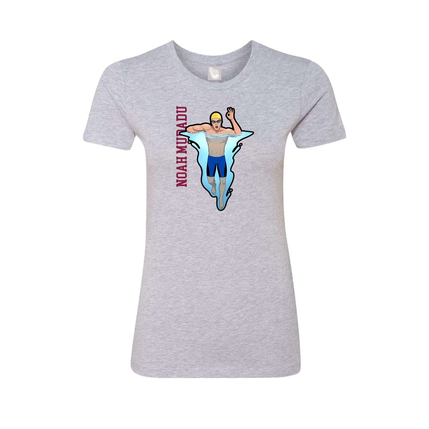 Fitted Women's Tee — Name Vertical in Grey