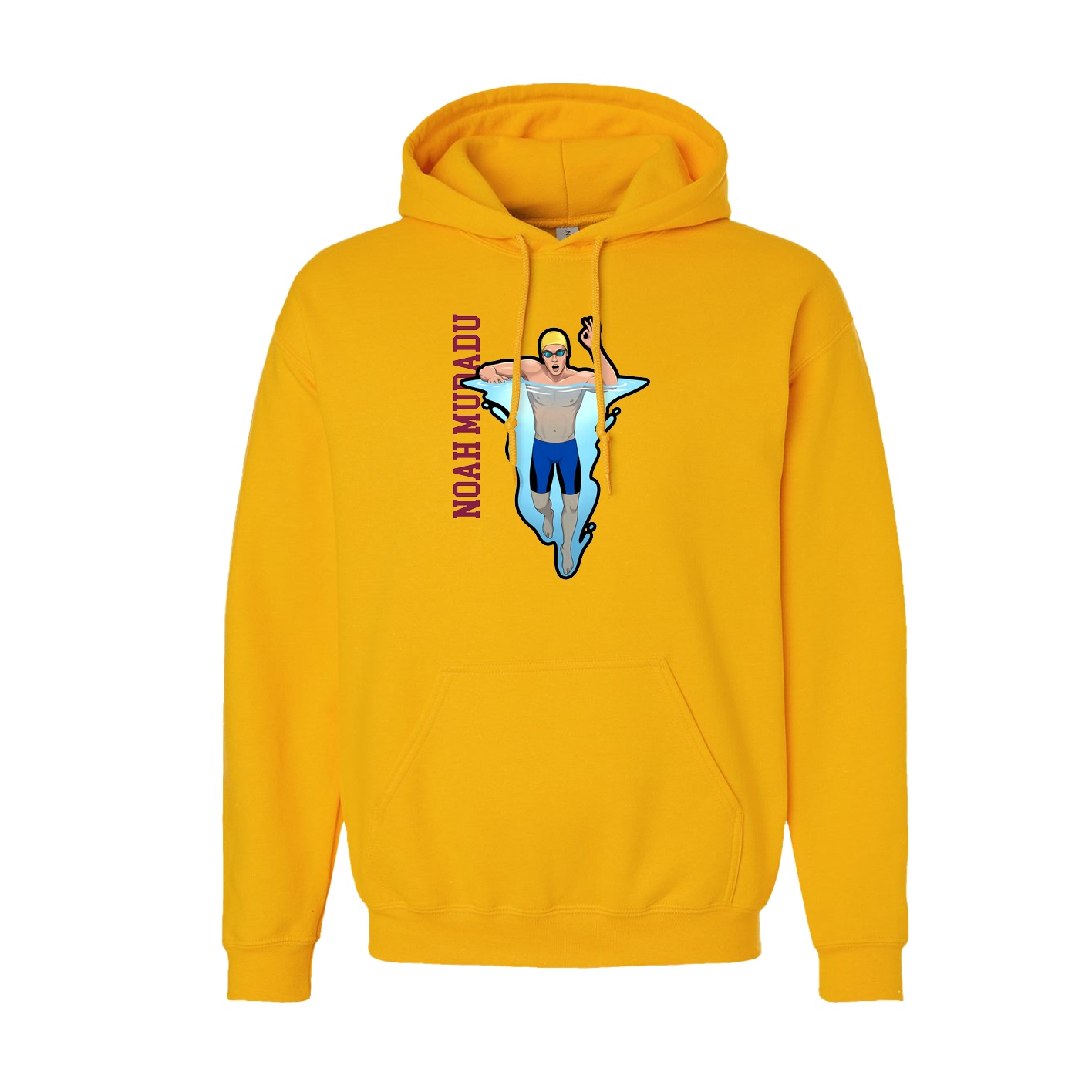Youth Hoodie — Name Vertical in Gold