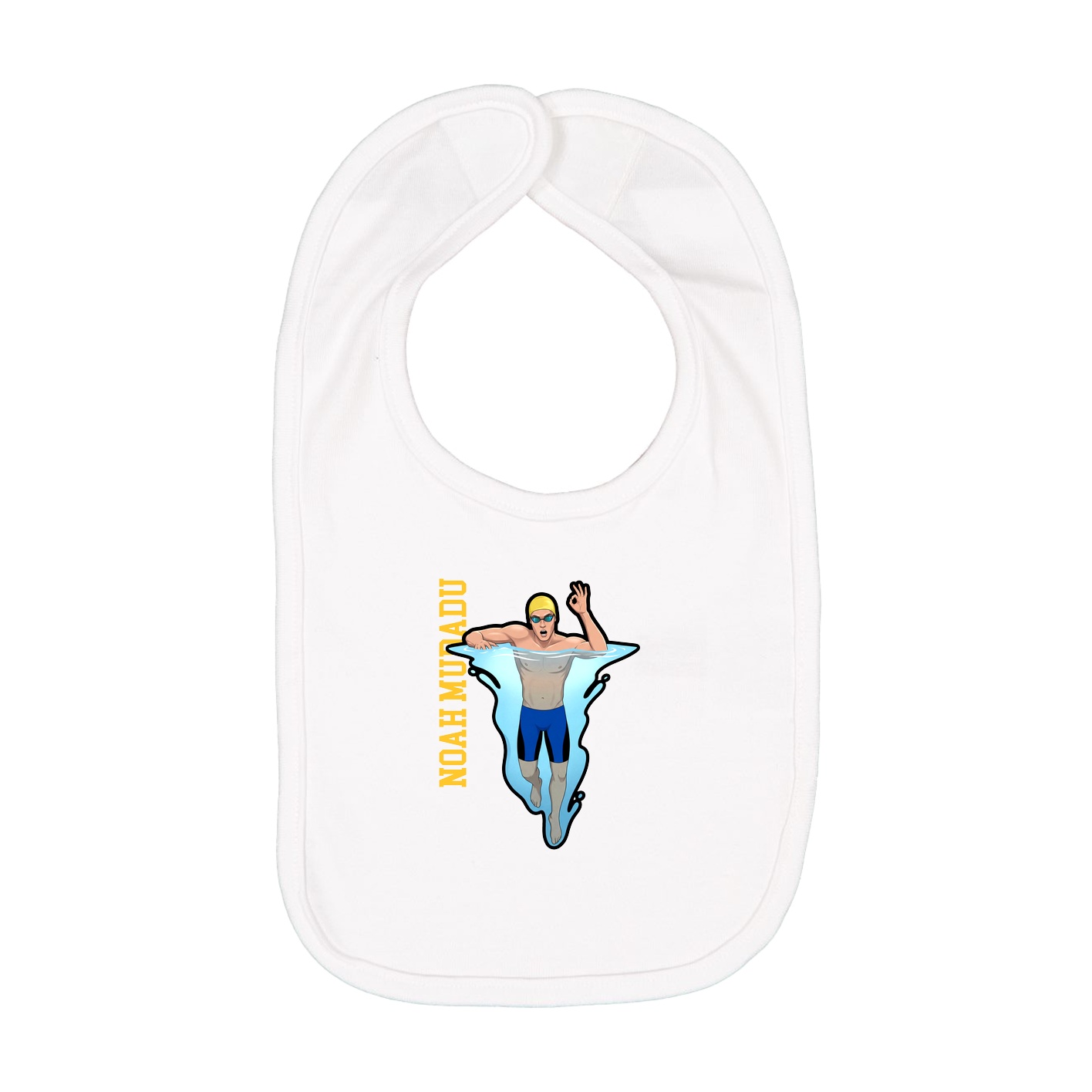 Infant Bib — Name Vertical in White