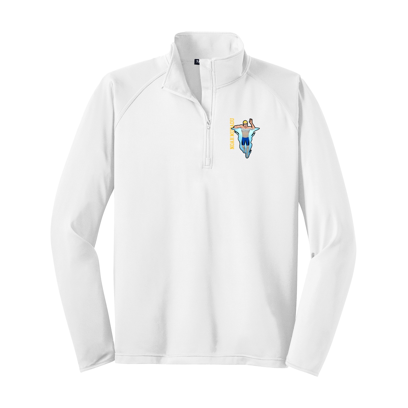Q-Zip Pullover — Name Vertical in White