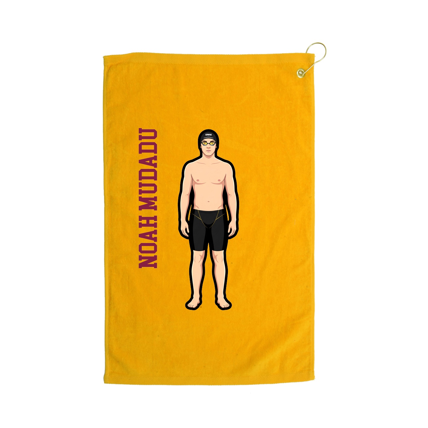 Golf Towel — Name Vertical in Gold