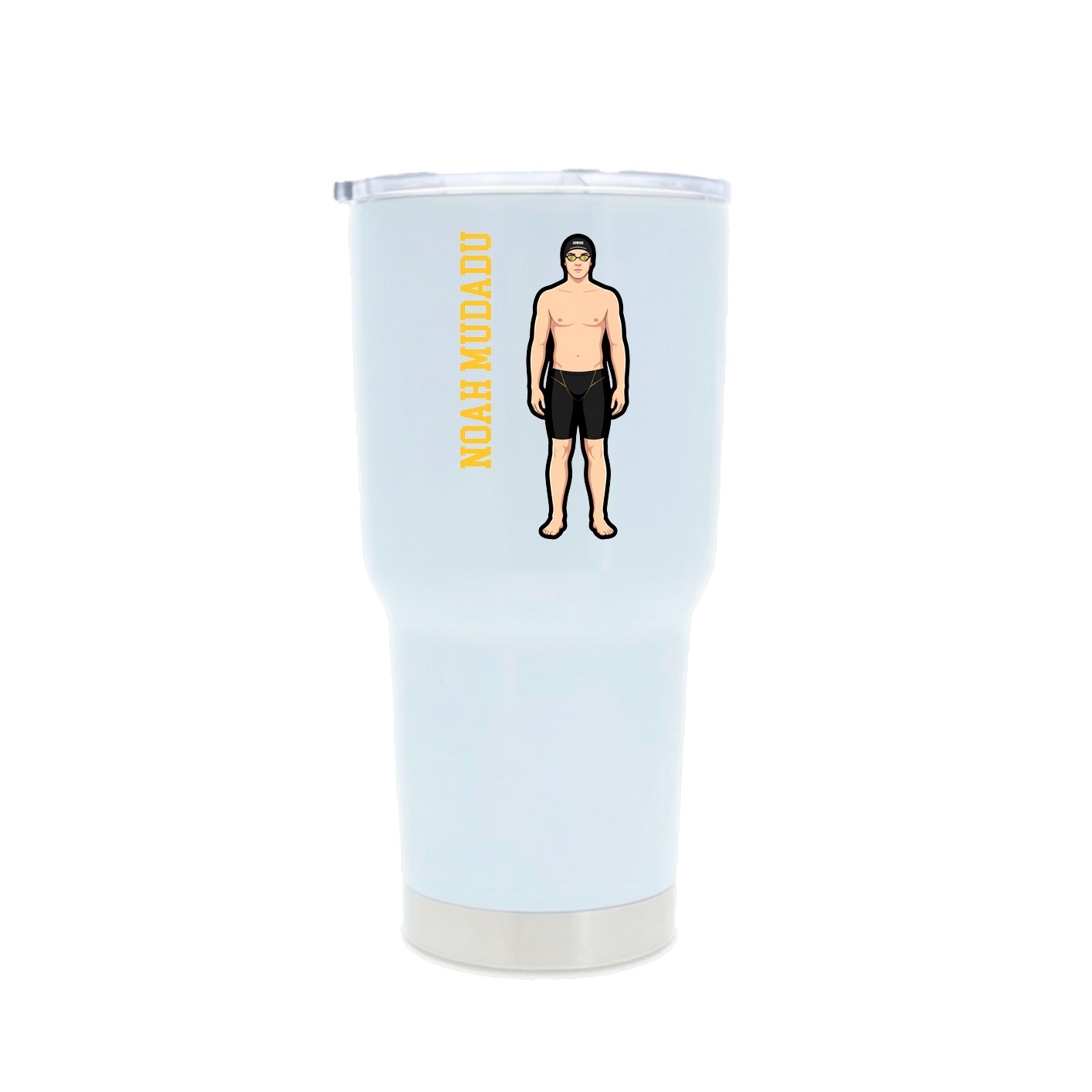 30oz Stainless Steel Tumbler — Name Vertical in White