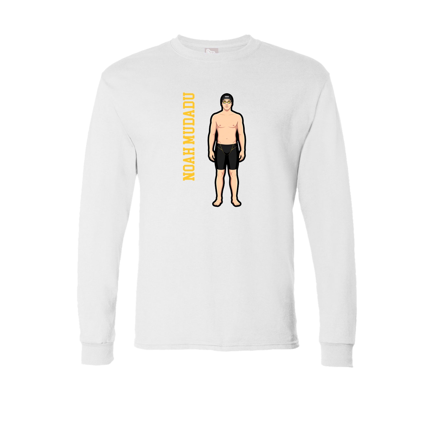 Long Sleeve Tee — Name Vertical in White