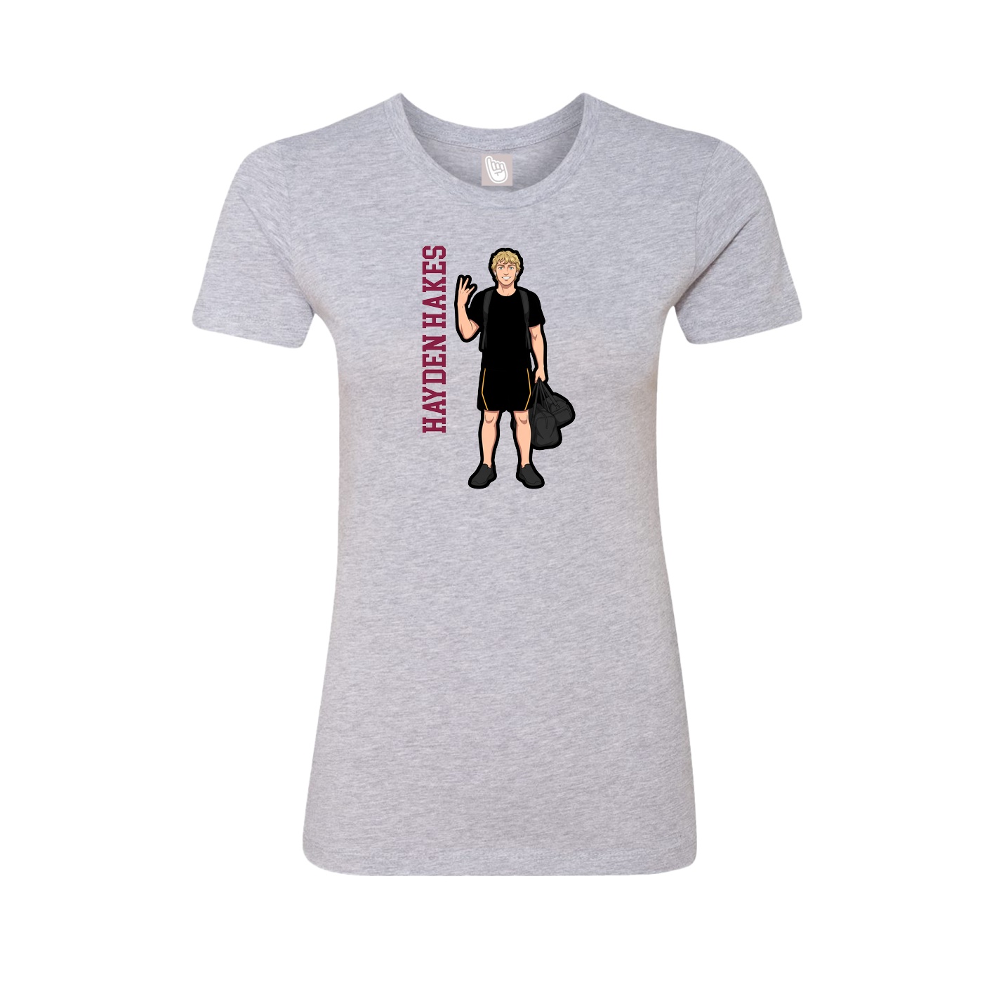 Fitted Women's Tee — Name Vertical in Grey