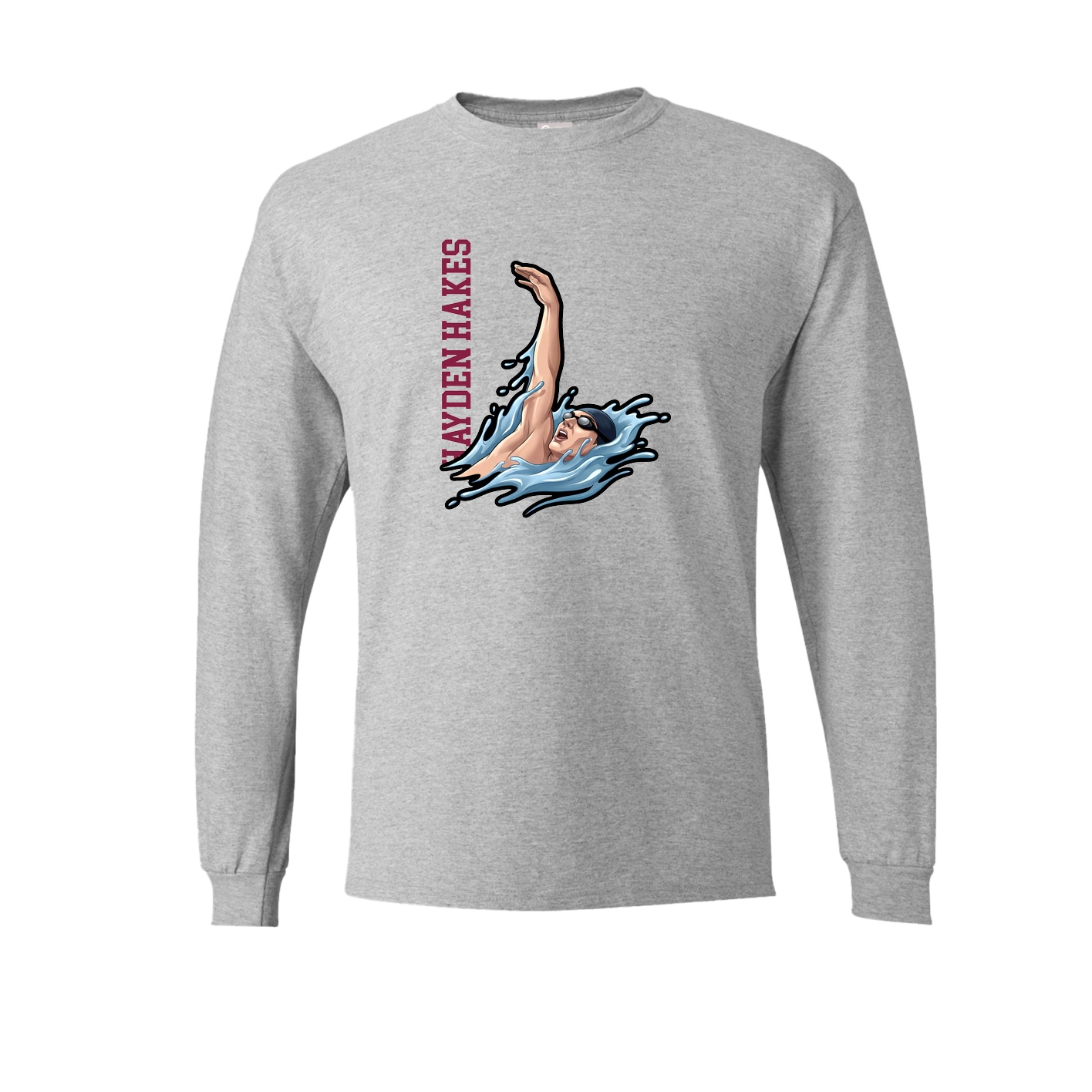 Long Sleeve Tee — Name Vertical in Grey
