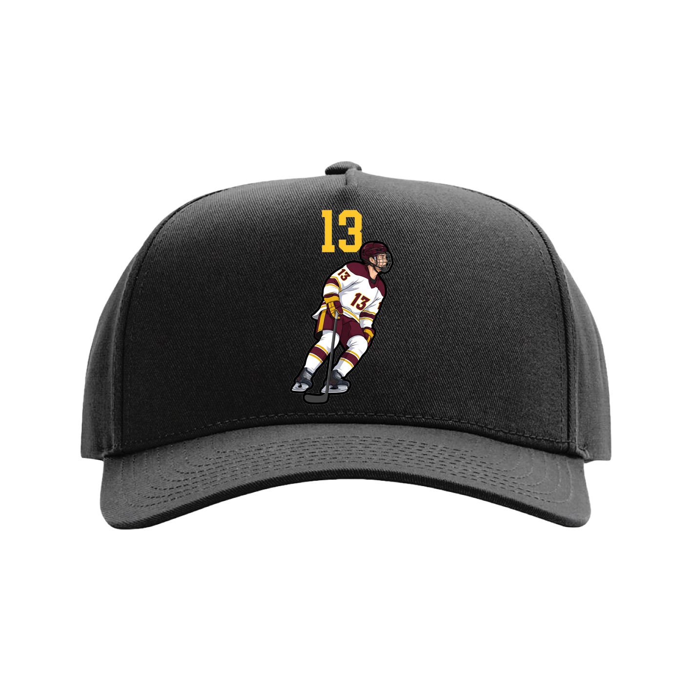 Full Fabric Five-Panel Champ Cap — Number Top in Black