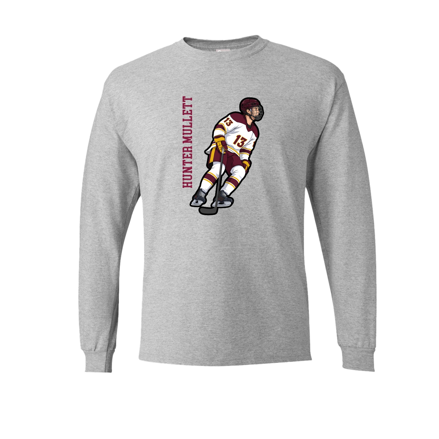 Long Sleeve Tee — Name Vertical in Grey
