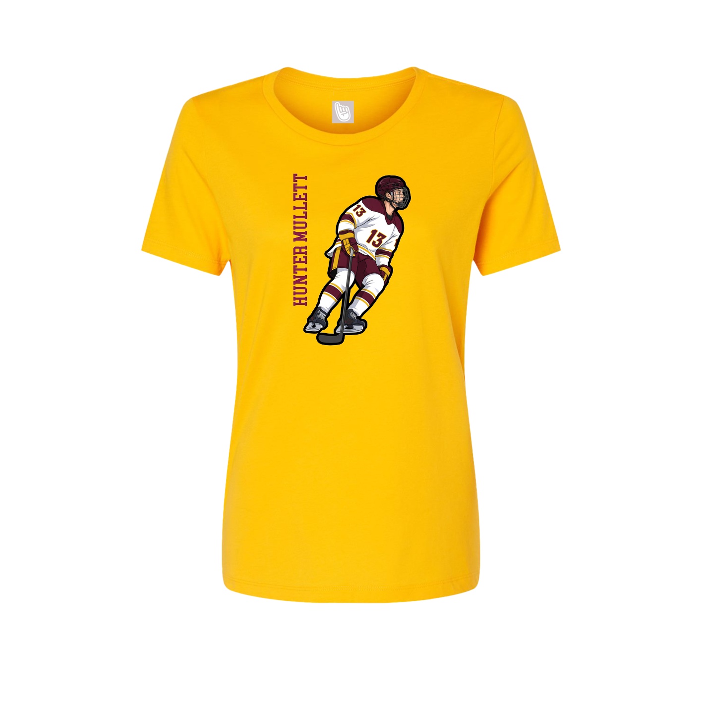 Fitted Women's Tee — Name Vertical in Gold