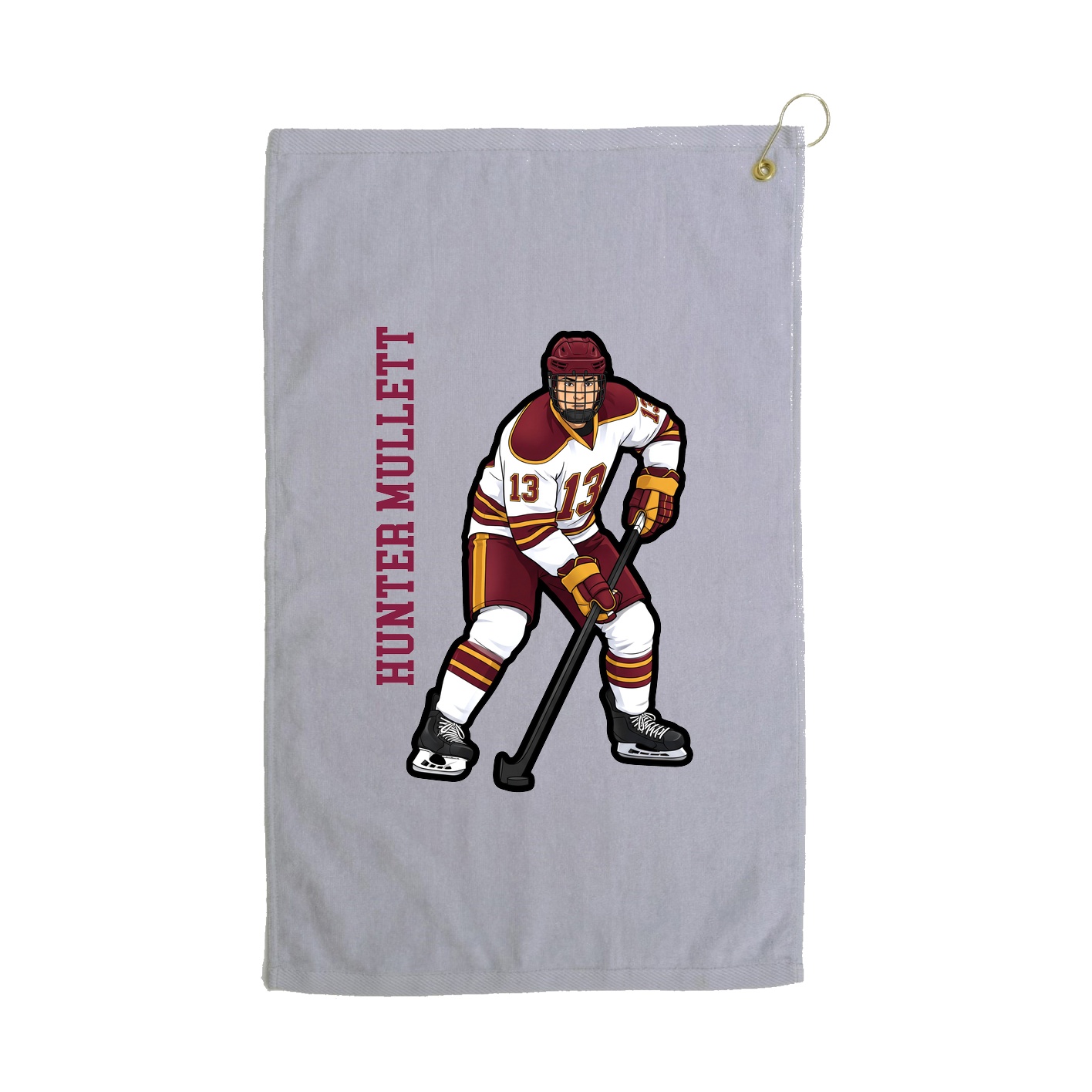 Golf Towel — Name Vertical in Grey