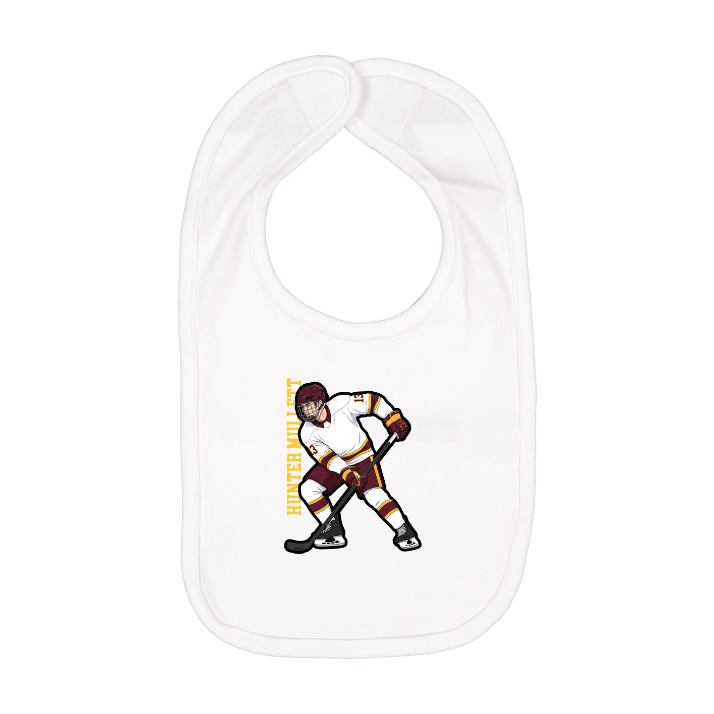 Infant Bib — Name Vertical in White