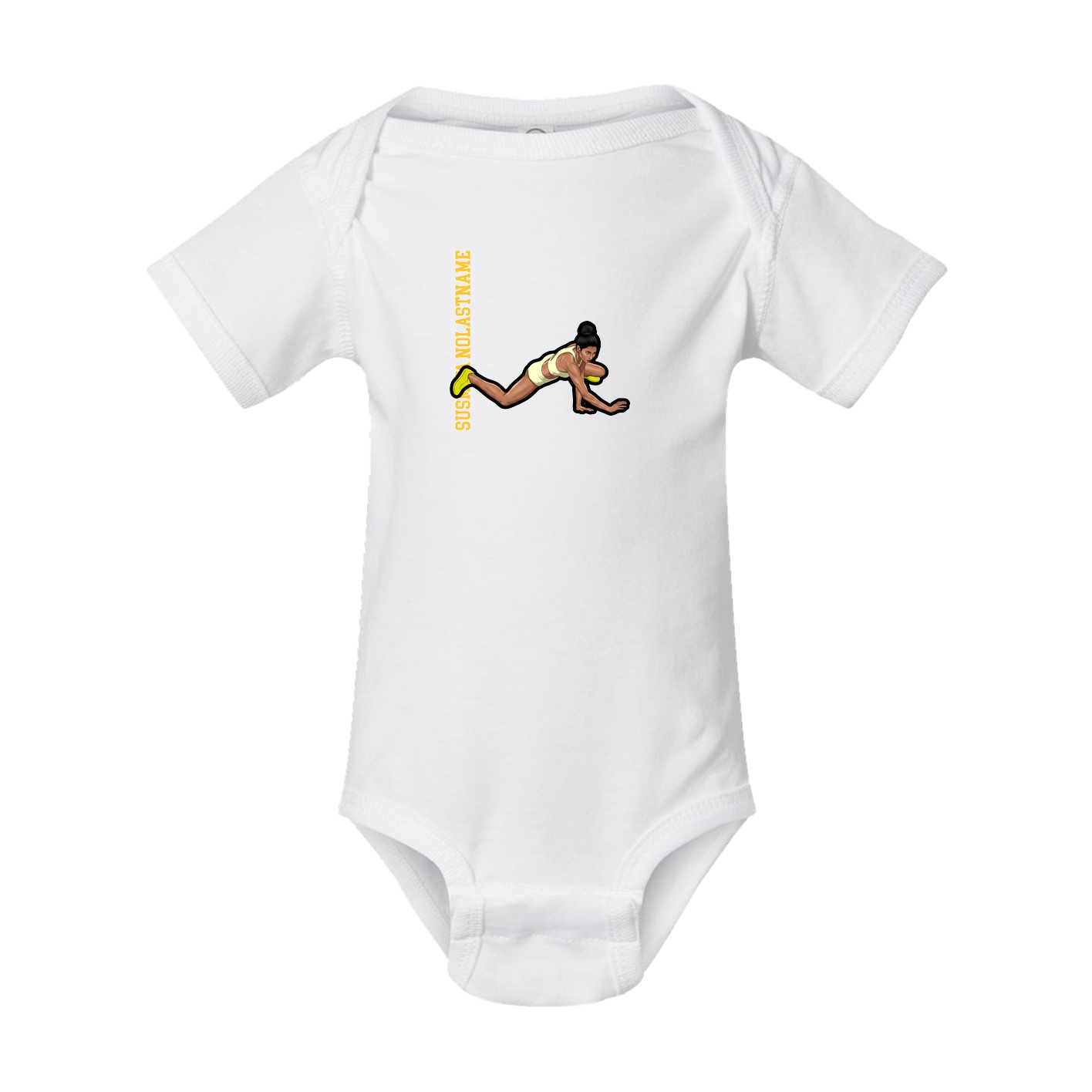 Baby Onesie — Name Vertical in White