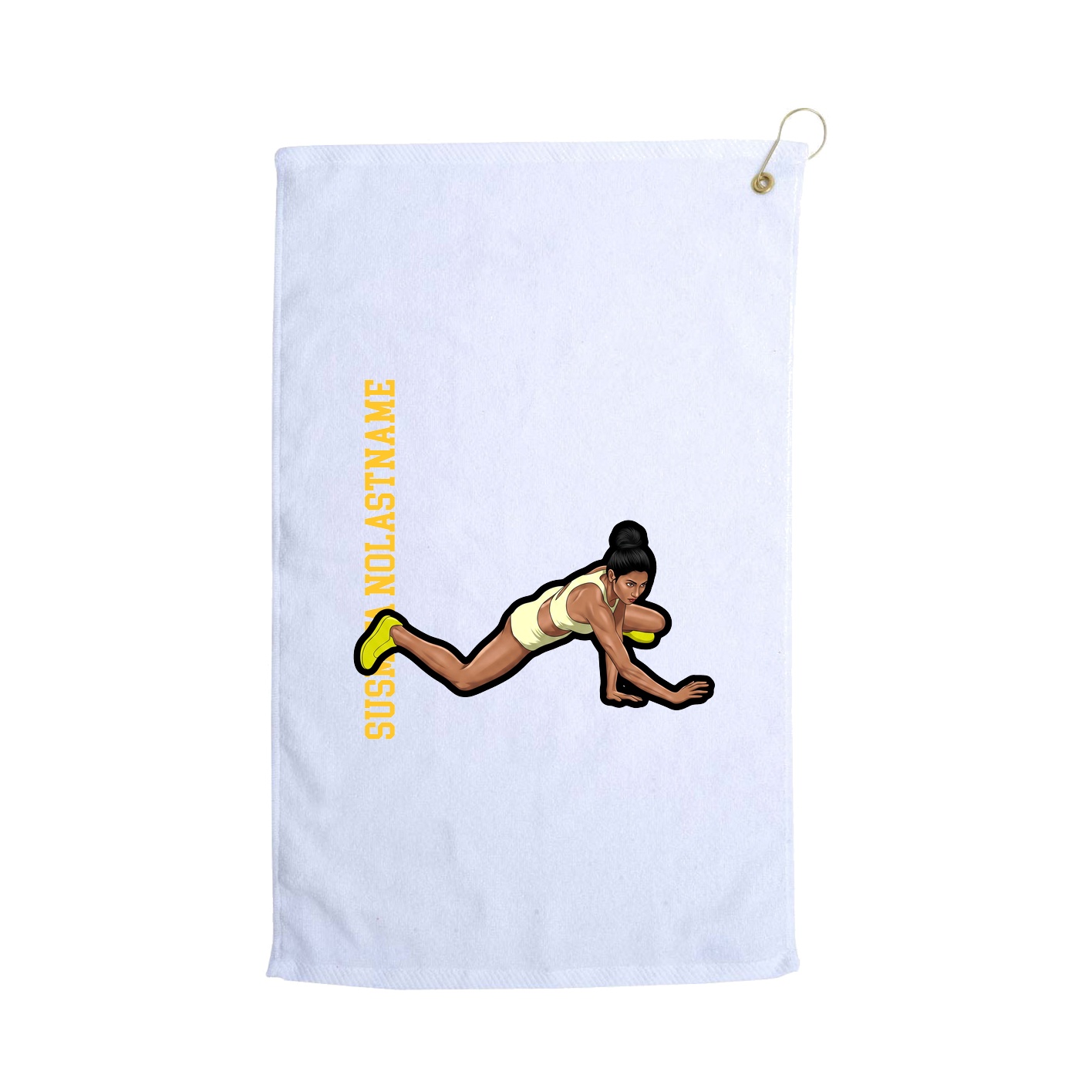 Golf Towel — Name Vertical in White