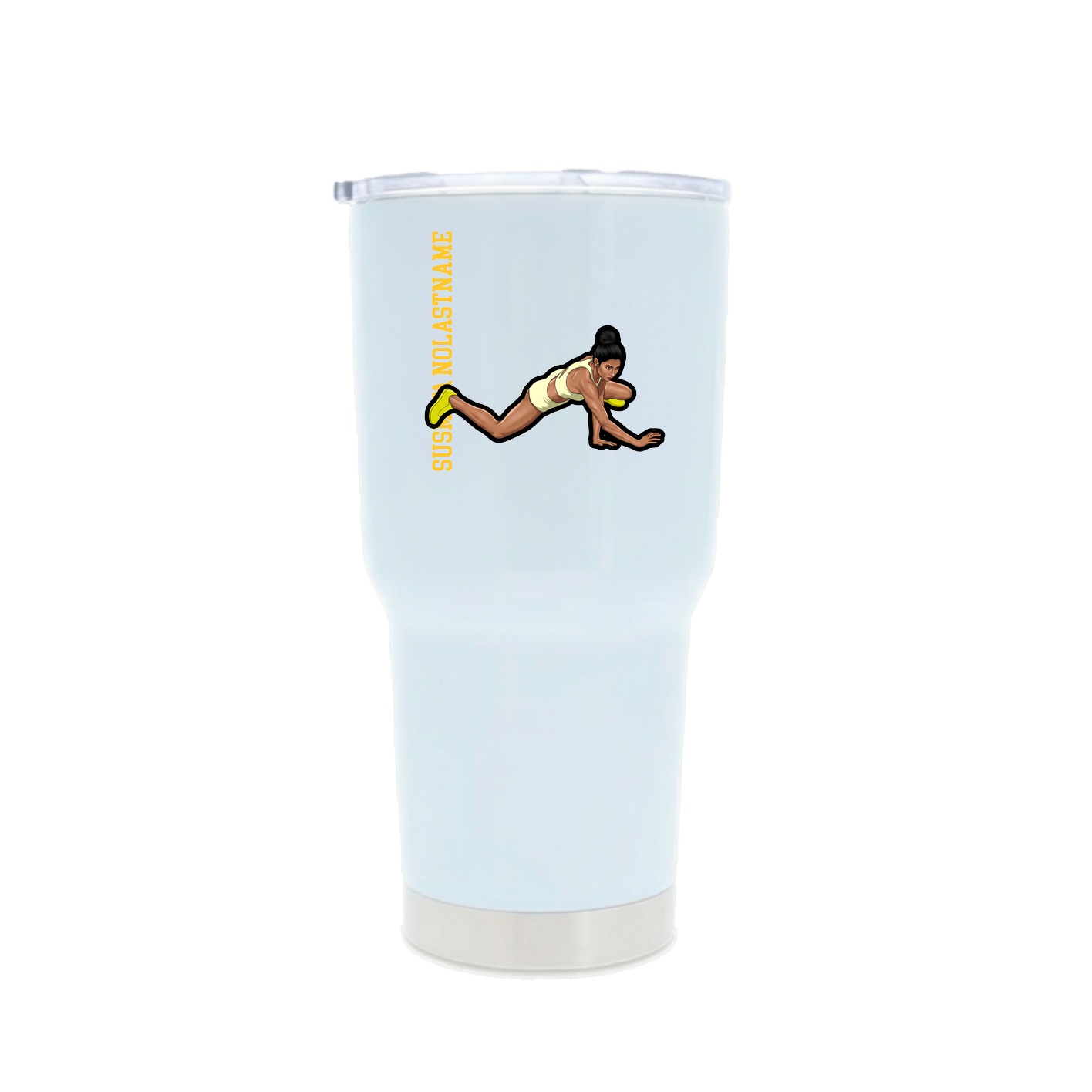 30oz Stainless Steel Tumbler — Name Vertical in White