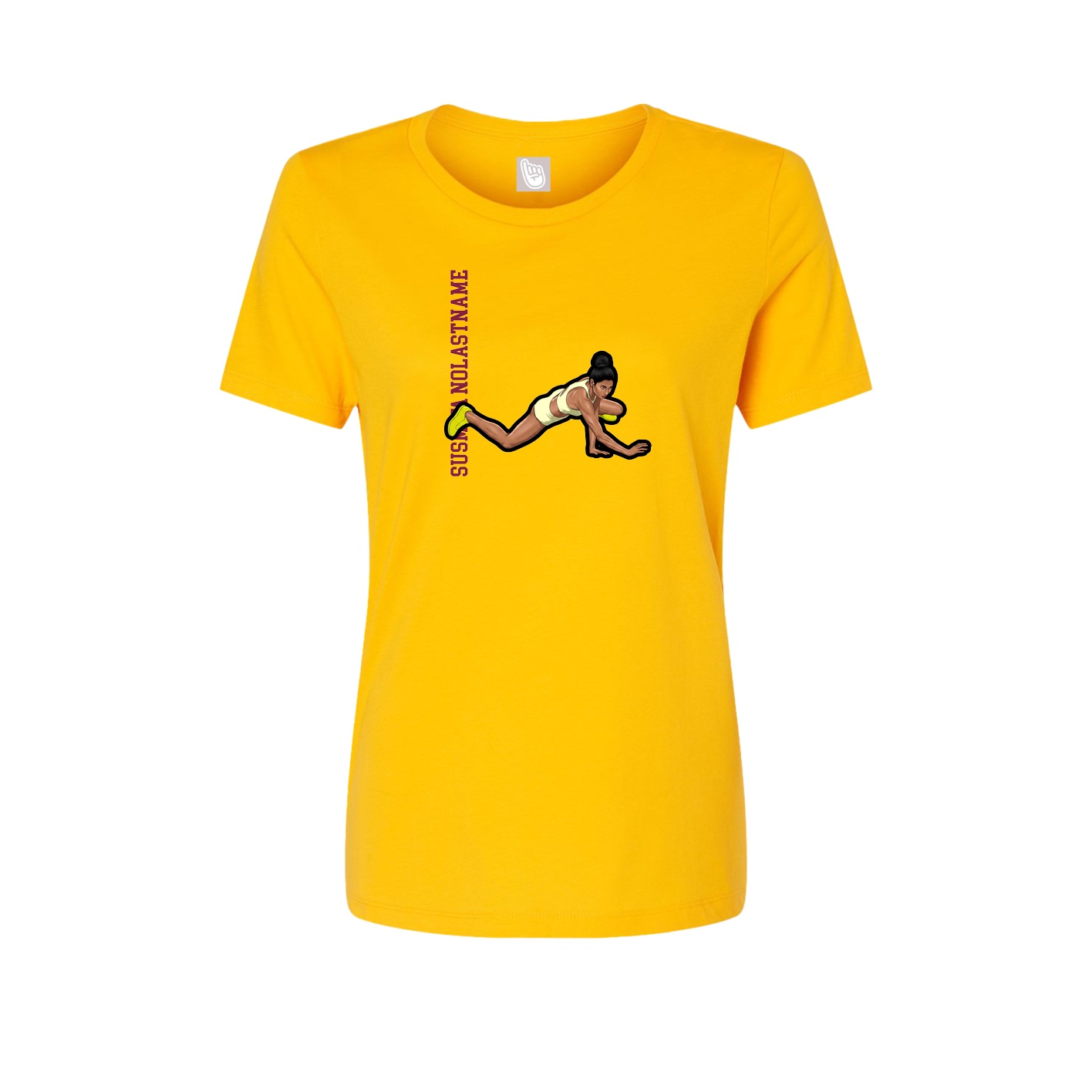 Womens Tee — Name Vertical in Gold