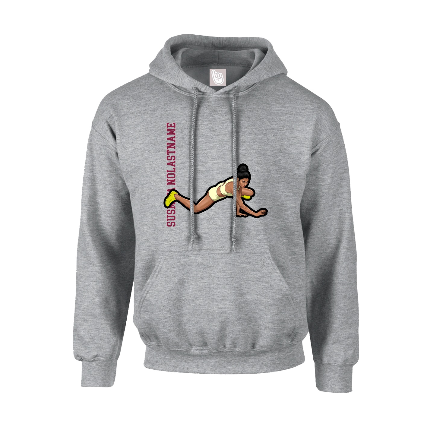 Youth Hoodie — Name Vertical in Grey