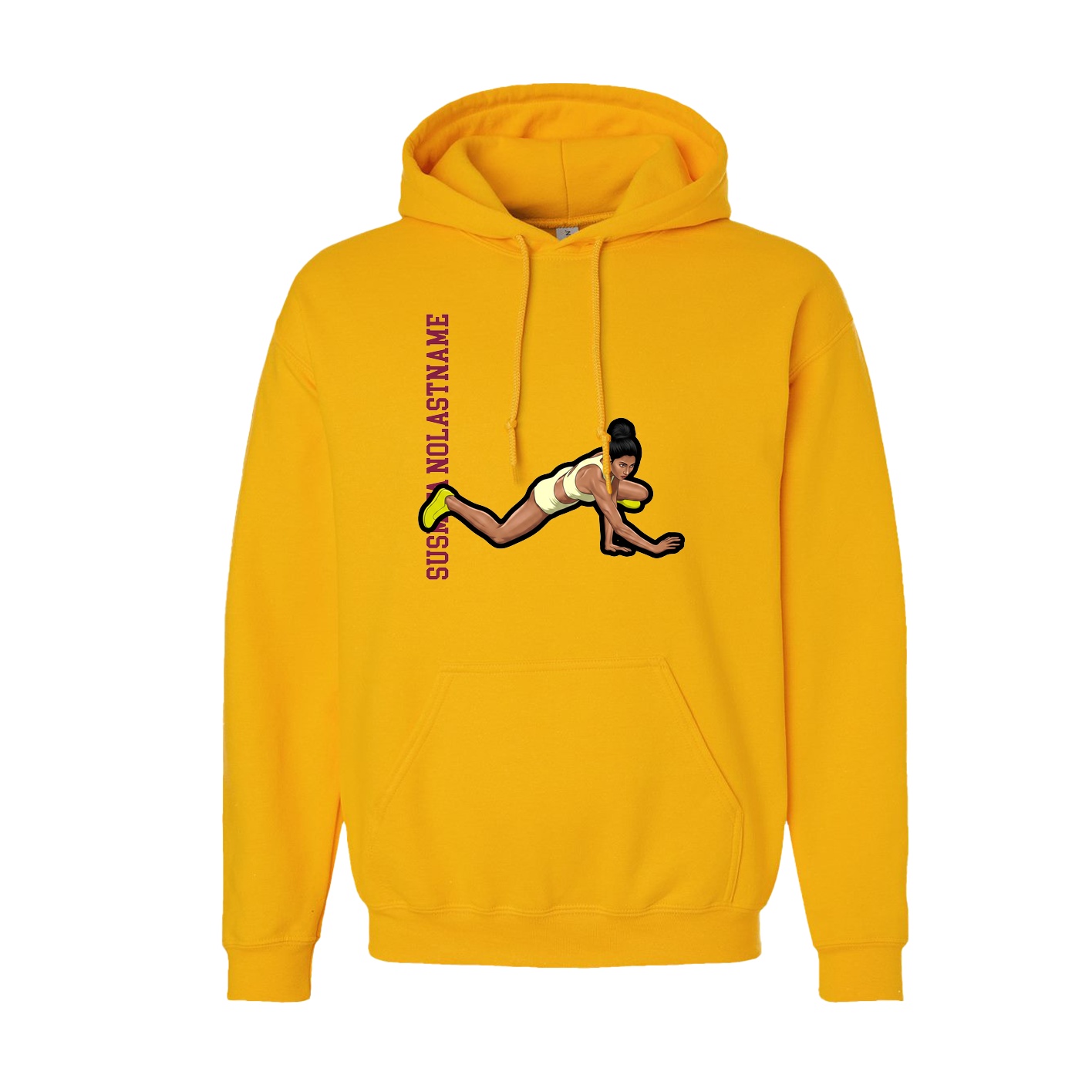 Youth Hoodie — Name Vertical in Gold