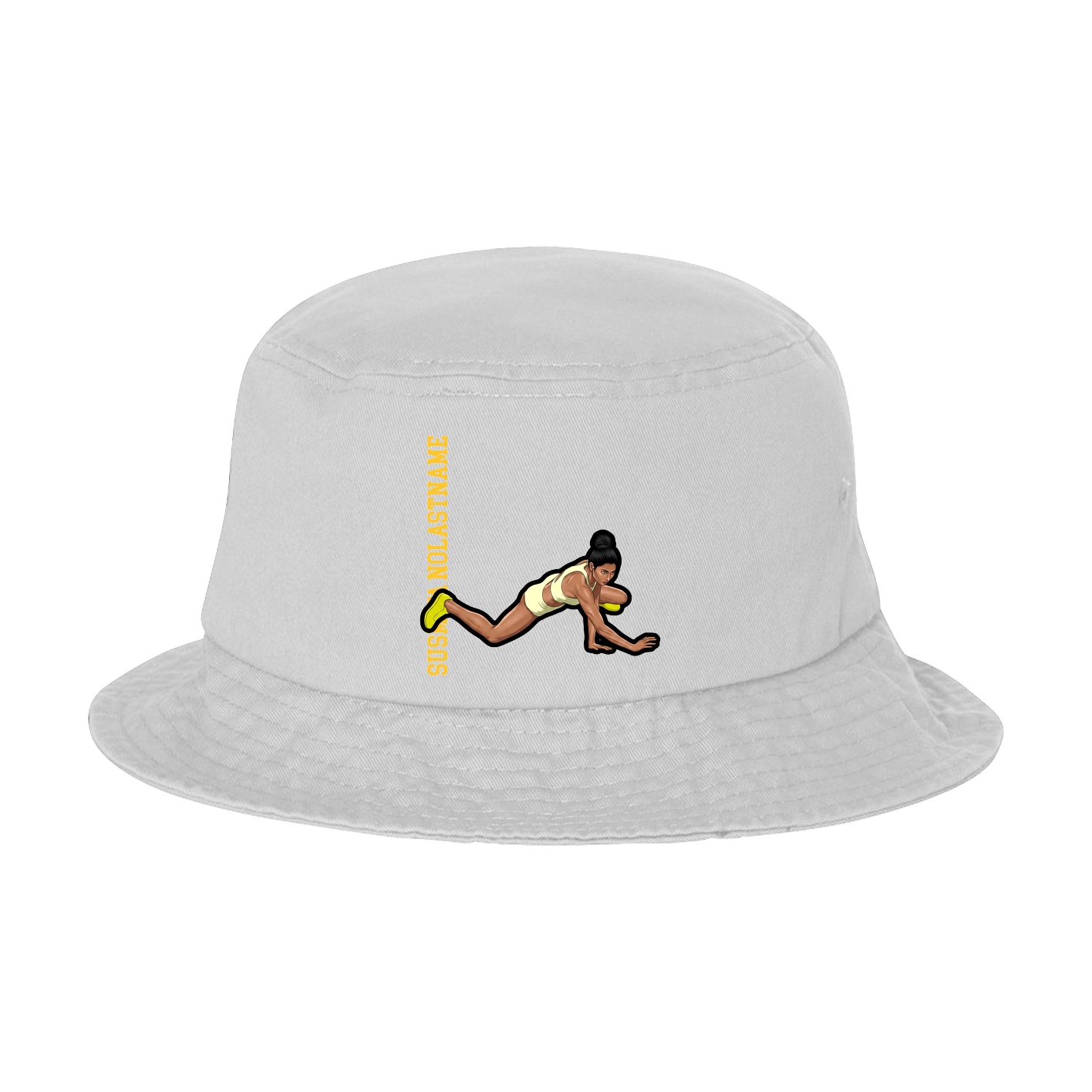Bucket Cap — Name Vertical in White