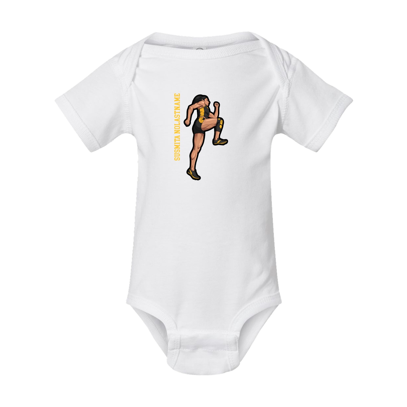 Baby Onesie — Name Vertical in White
