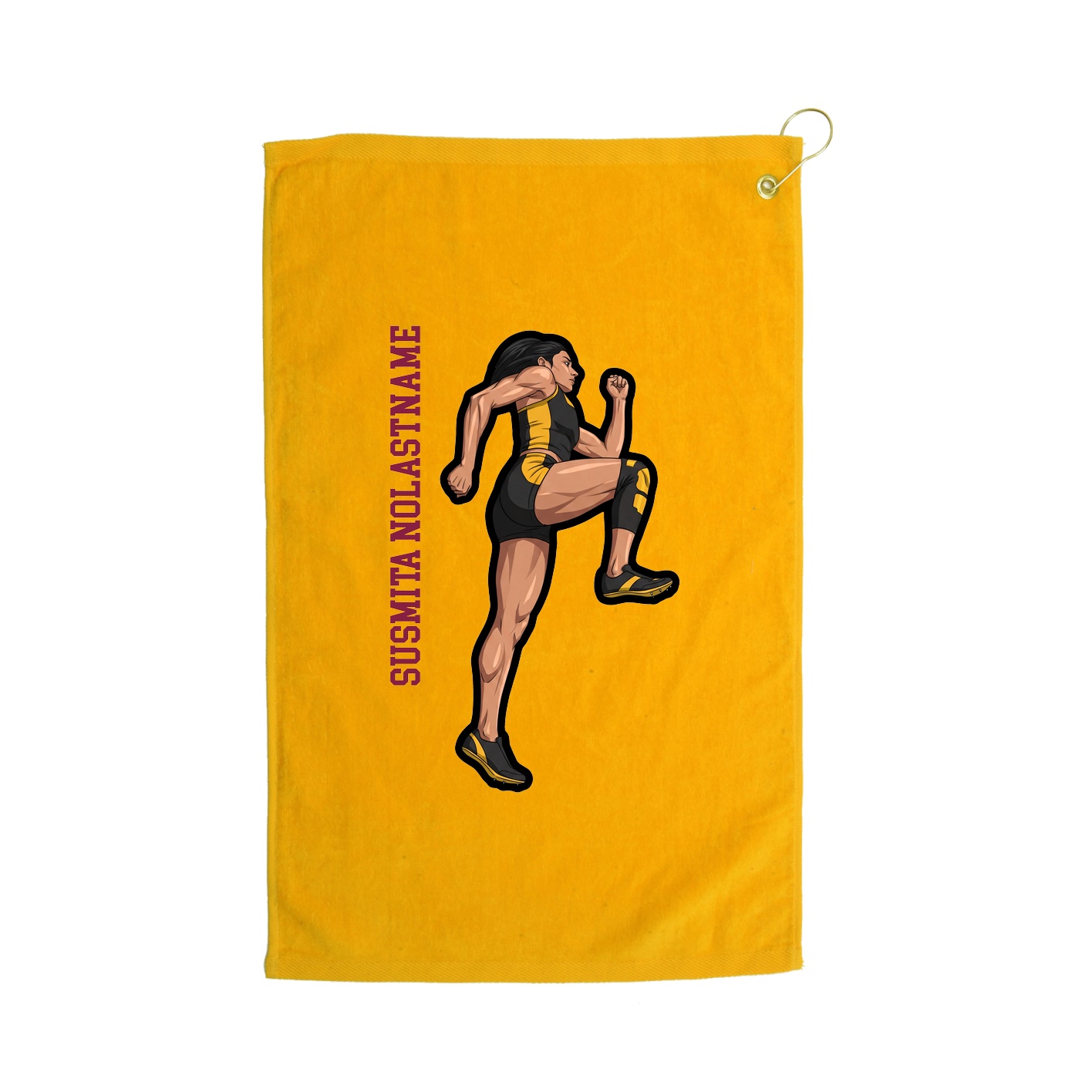 Golf Towel — Name Vertical in Gold