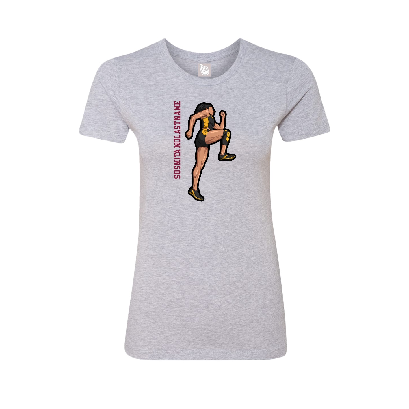 Womens Tee — Name Vertical in Grey