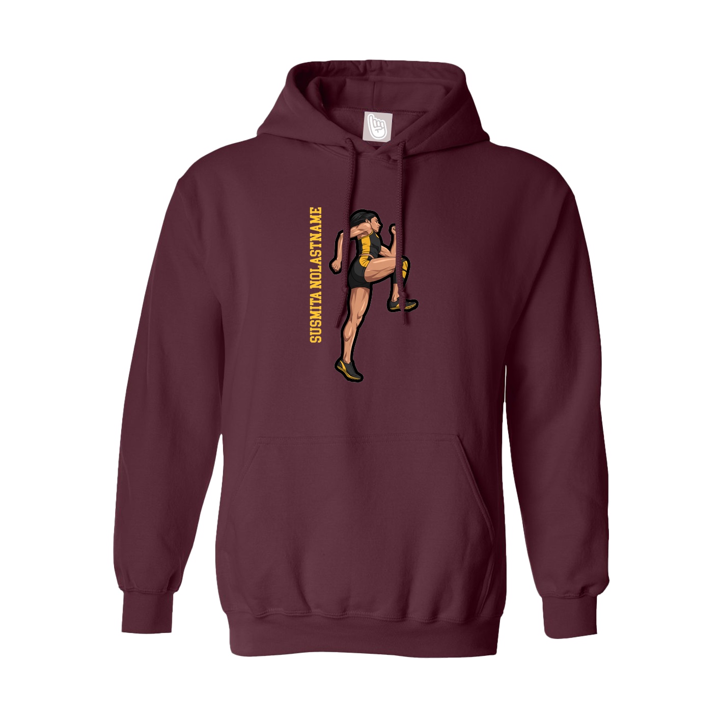 Hoodie — Name Vertical in Maroon