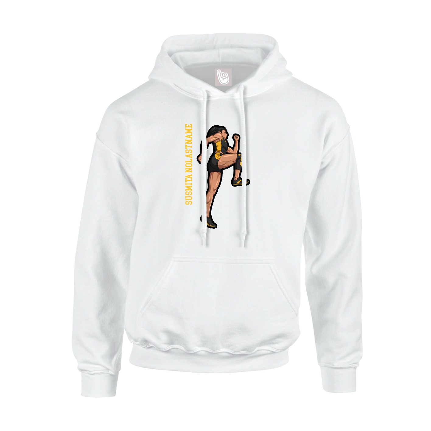 Hoodie — Name Vertical in White