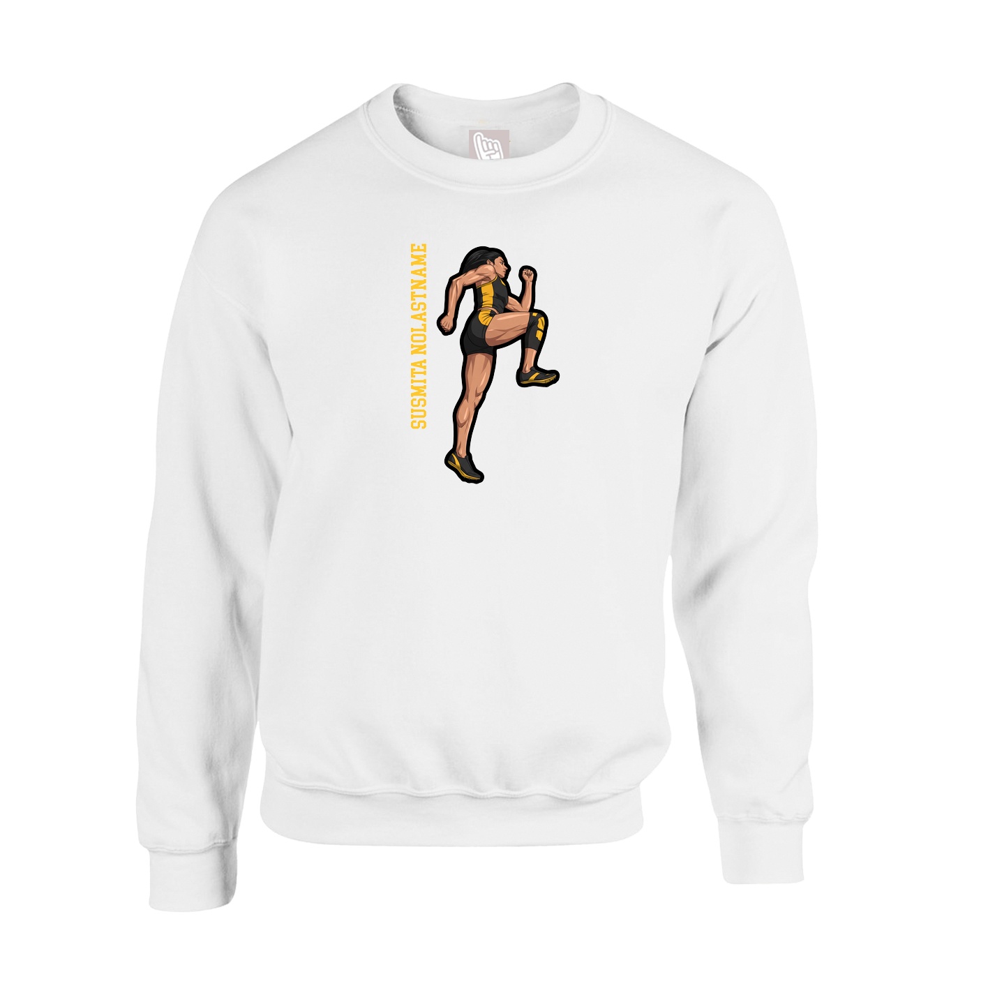 Fleece Crew — Name Vertical in White