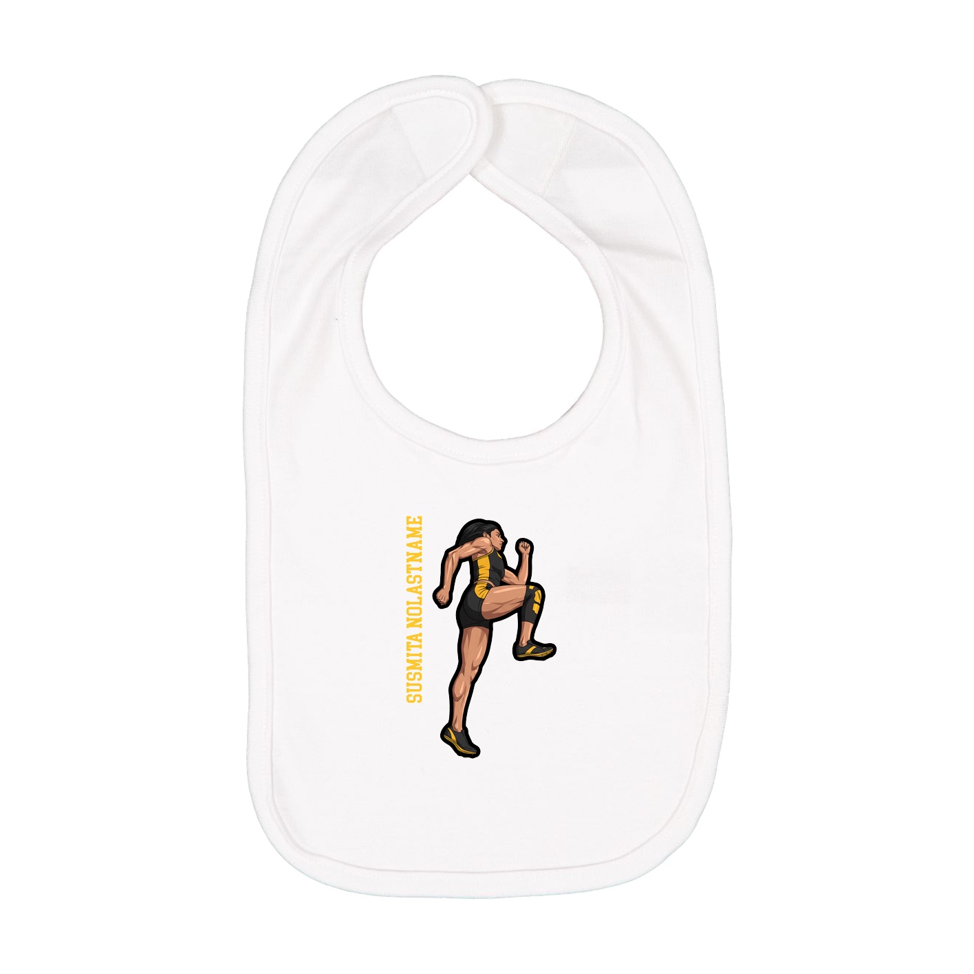 Infant Bib — Name Vertical in White