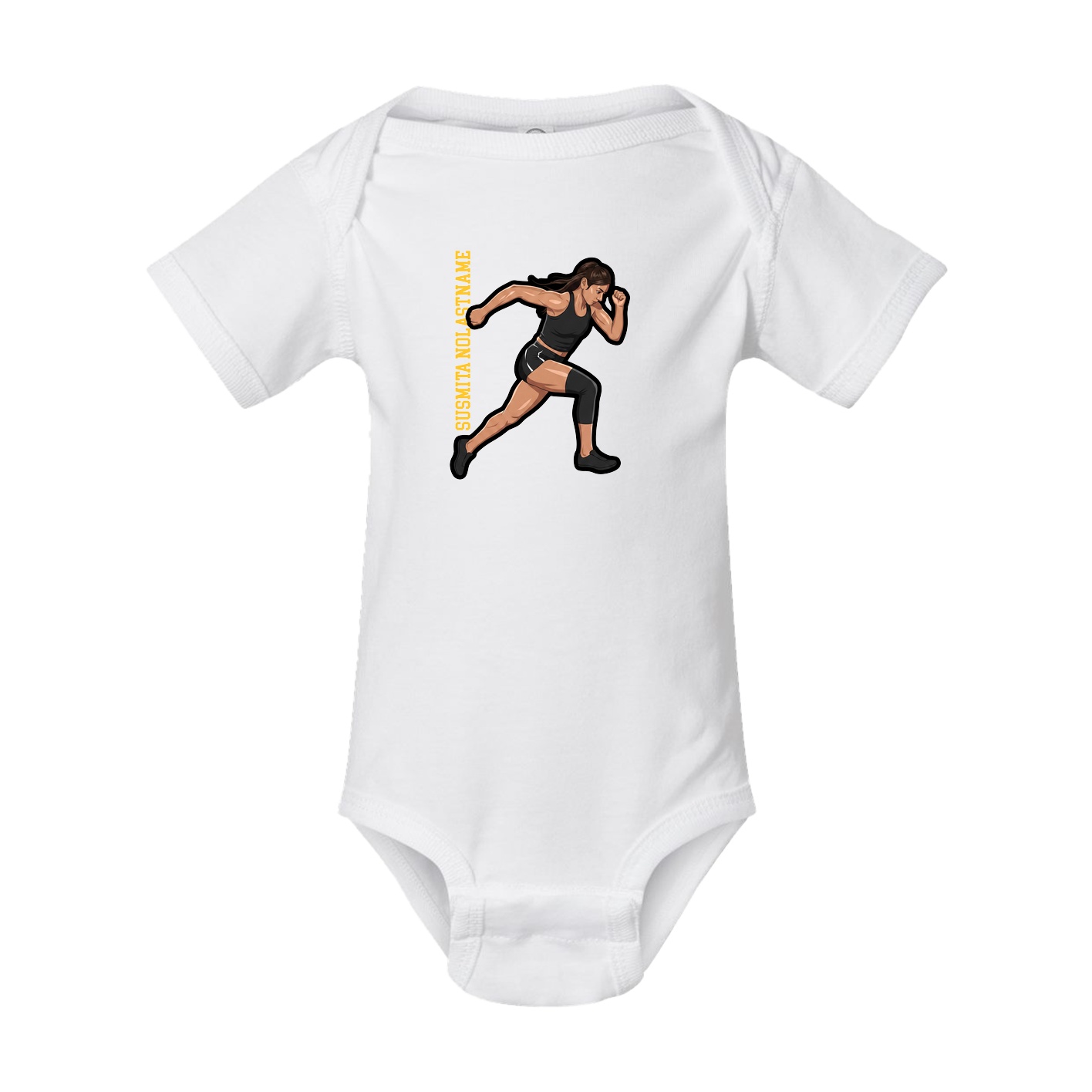 Baby Onesie — Name Vertical in White