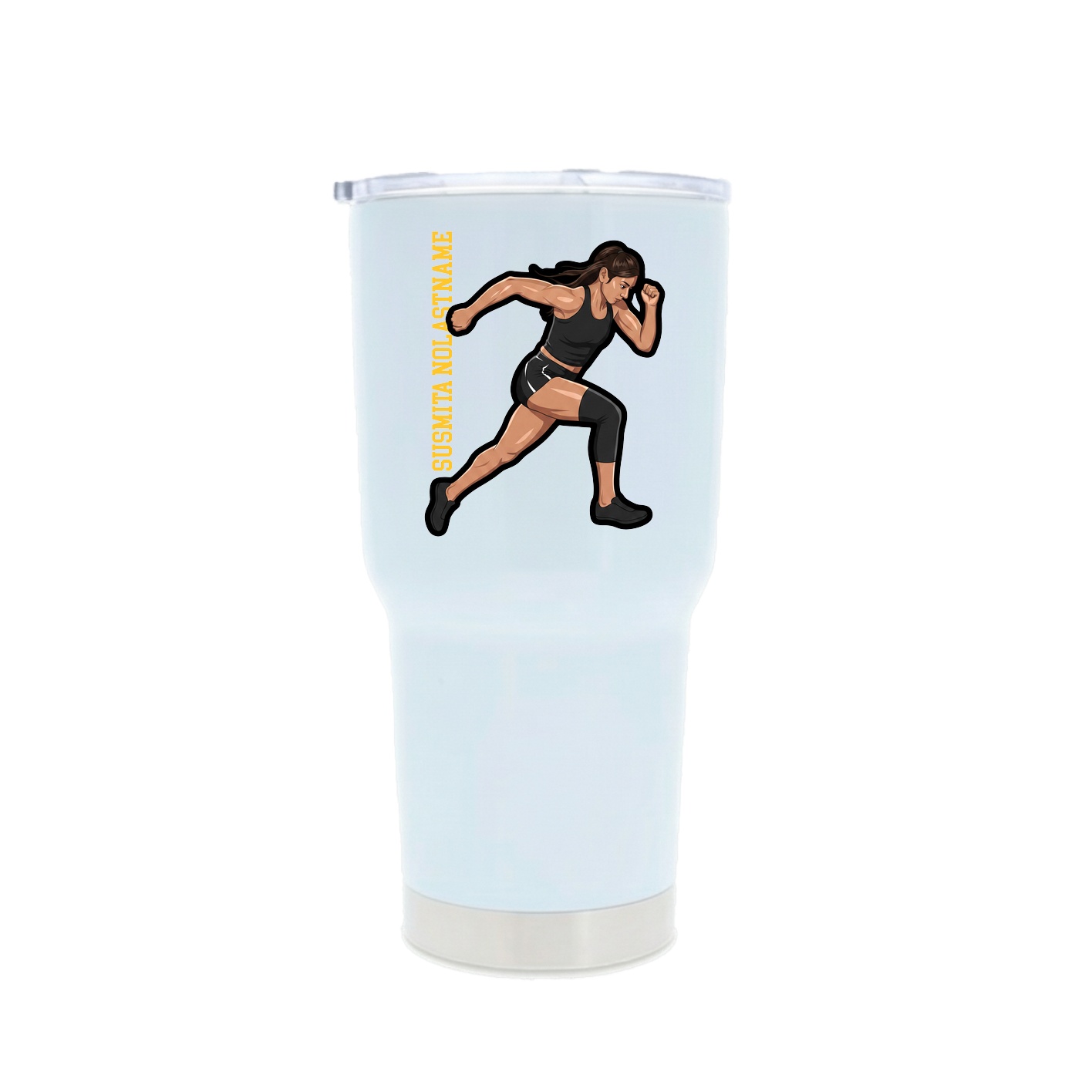 30oz Stainless Steel Tumbler — Name Vertical in White