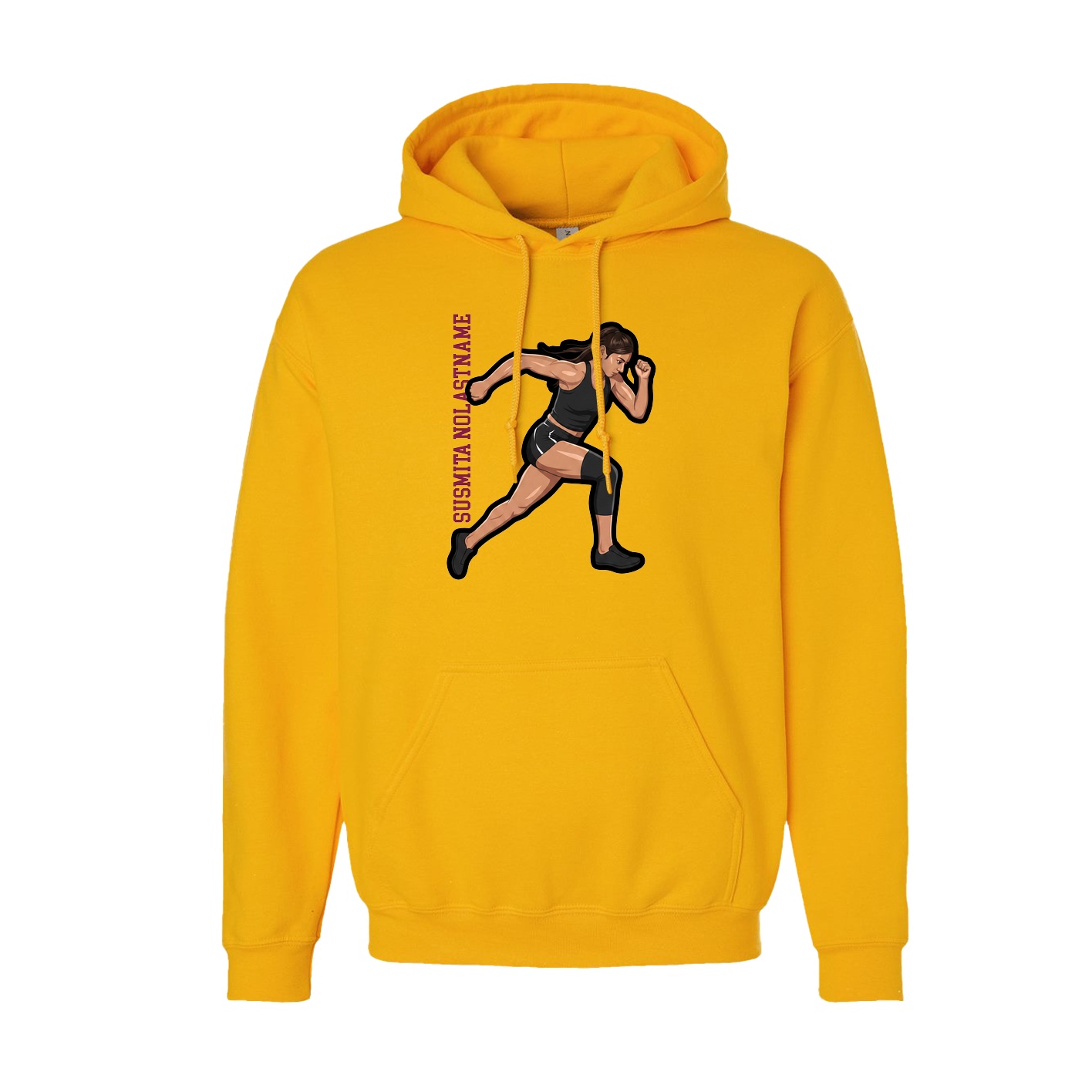 Hoodie — Name Vertical in Gold