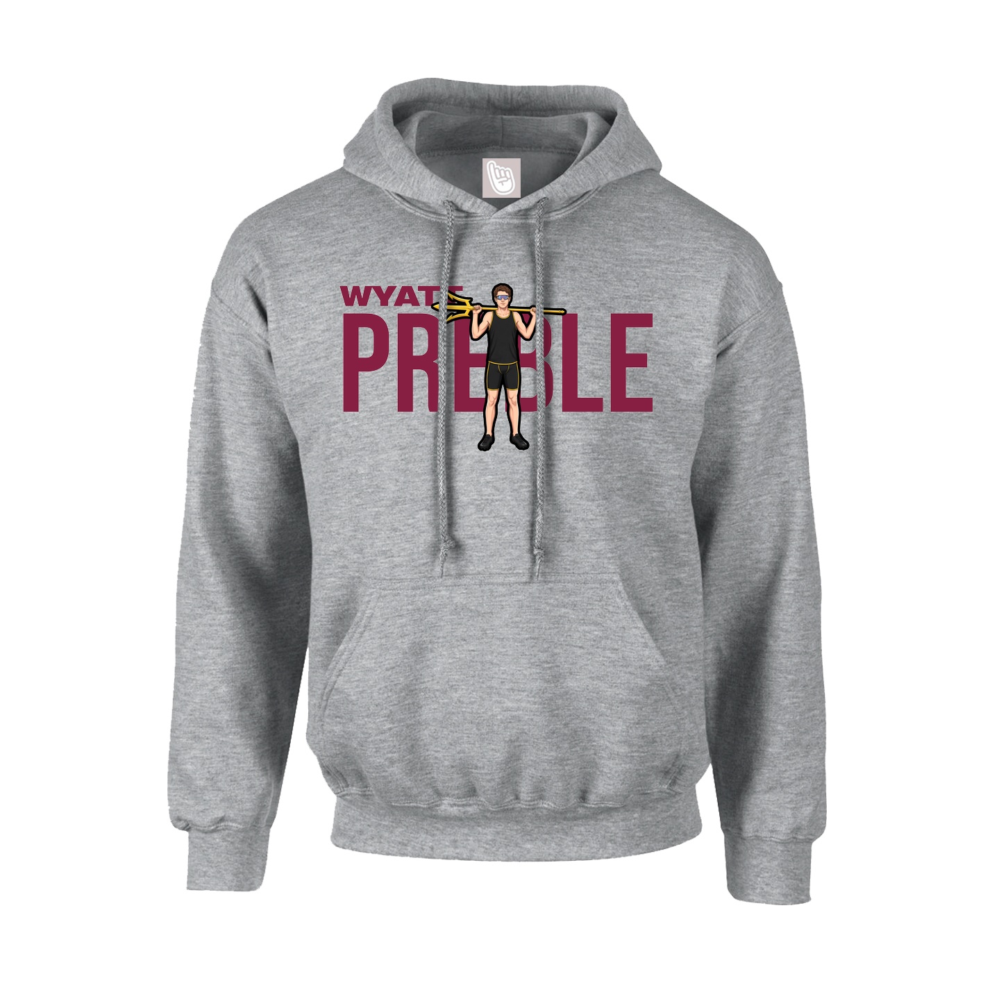 Youth Hoodie — Player Name in Grey
