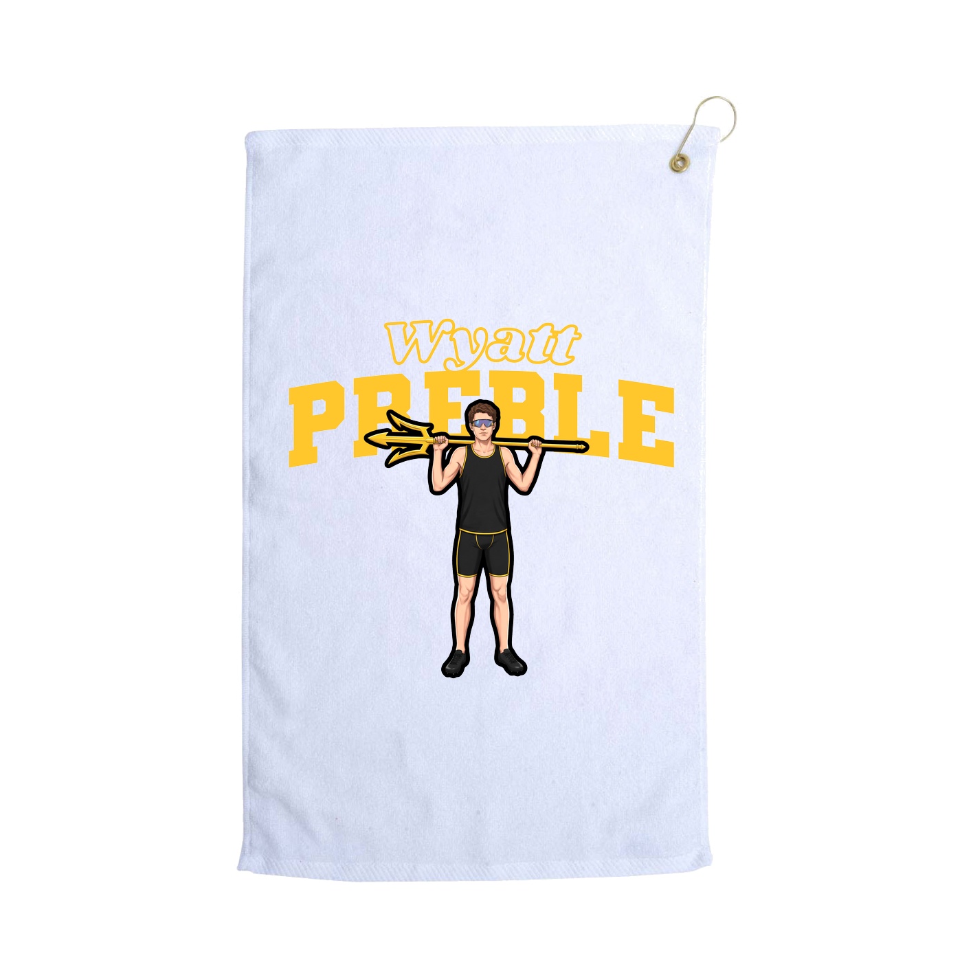 Golf Towel — Name Arch in White