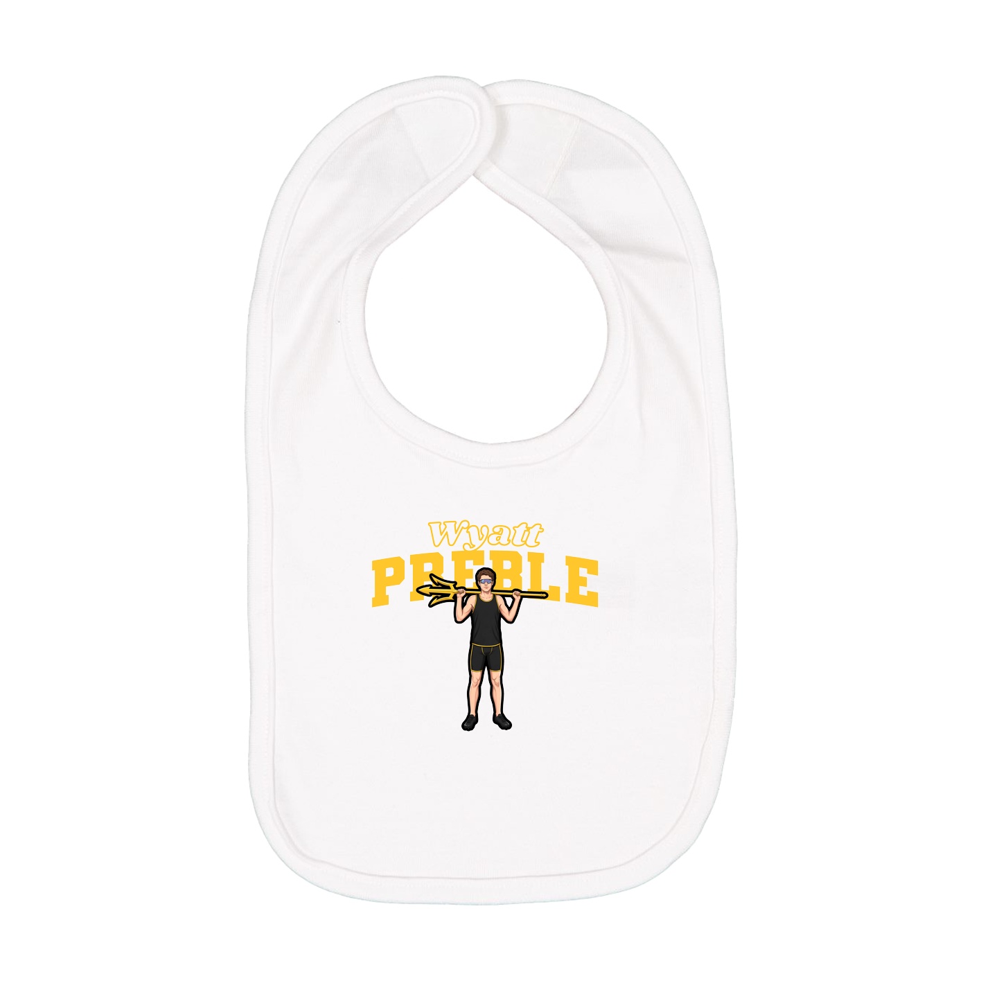 Infant Bib — Name Arch in White