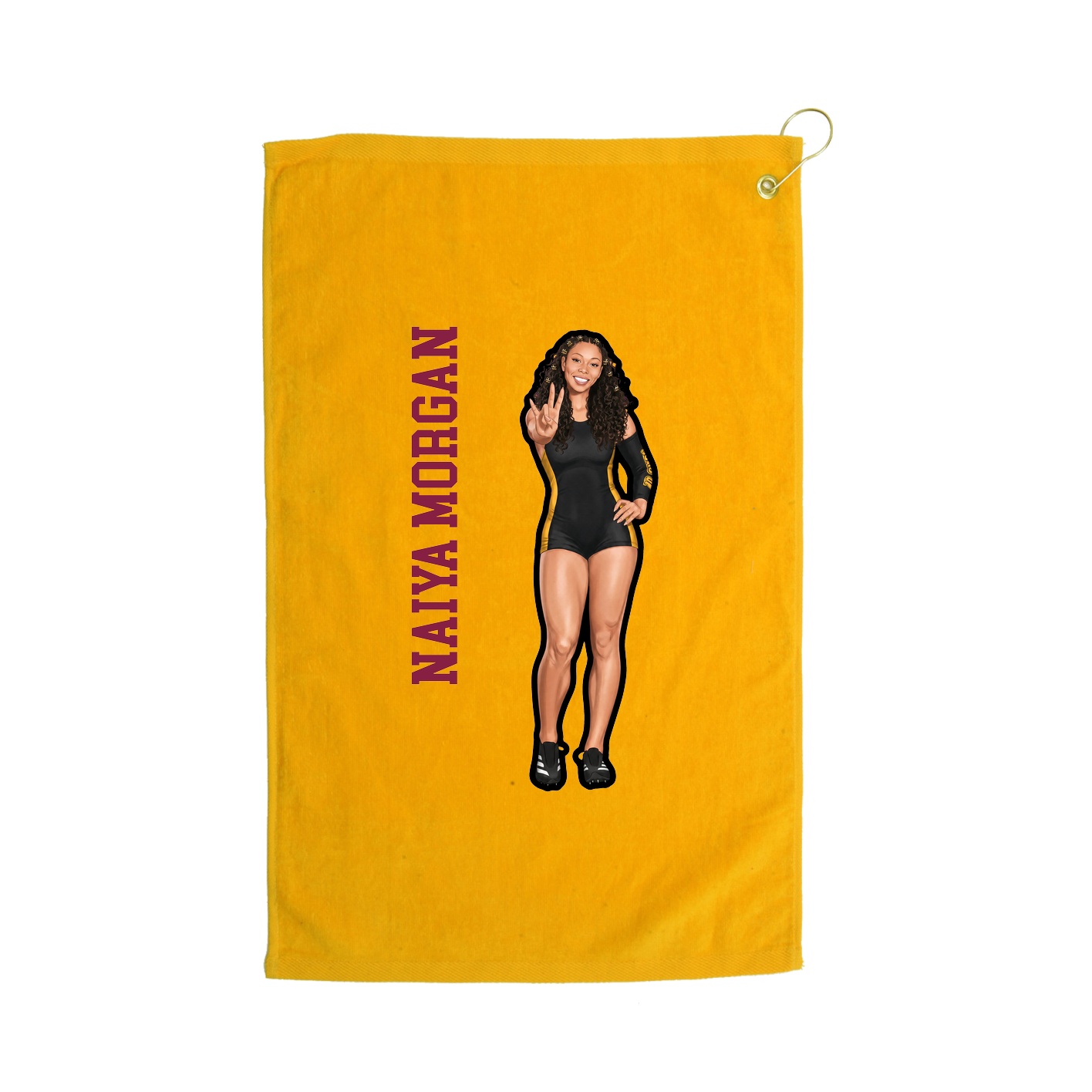 Golf Towel — Name Vertical in Gold