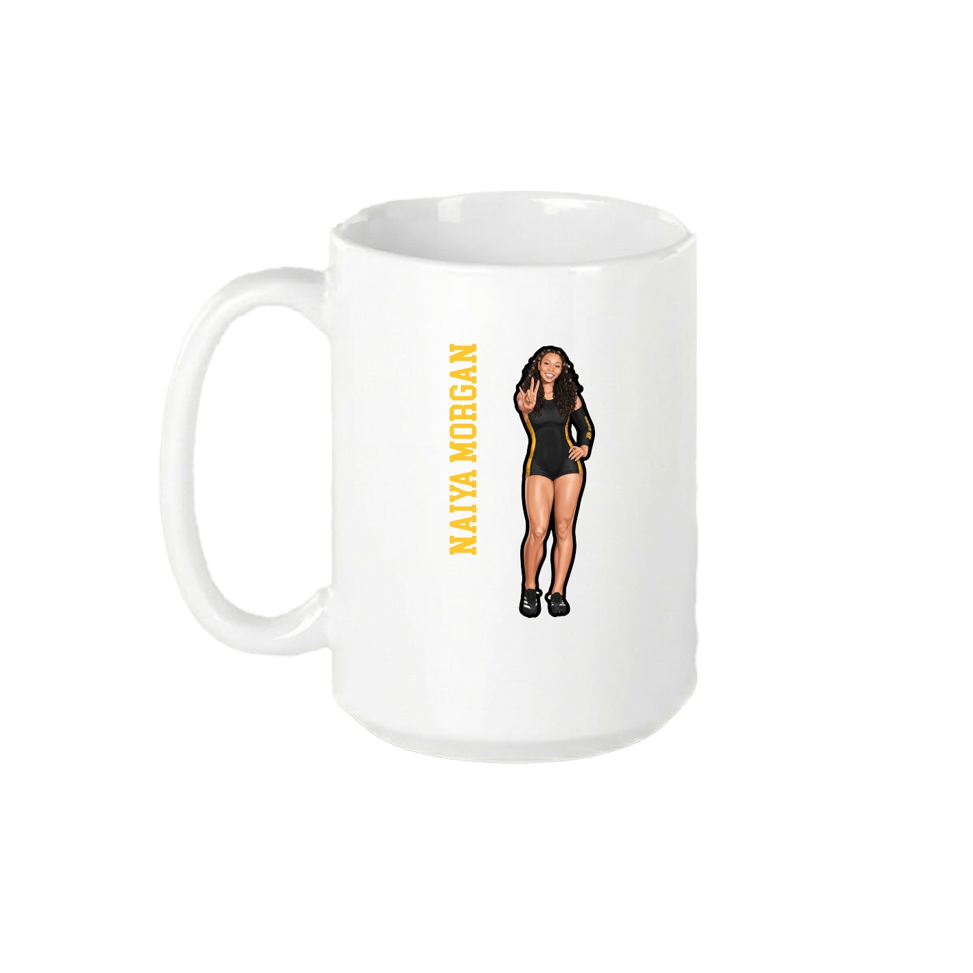 15oz Coffee Mug — Name Vertical in White