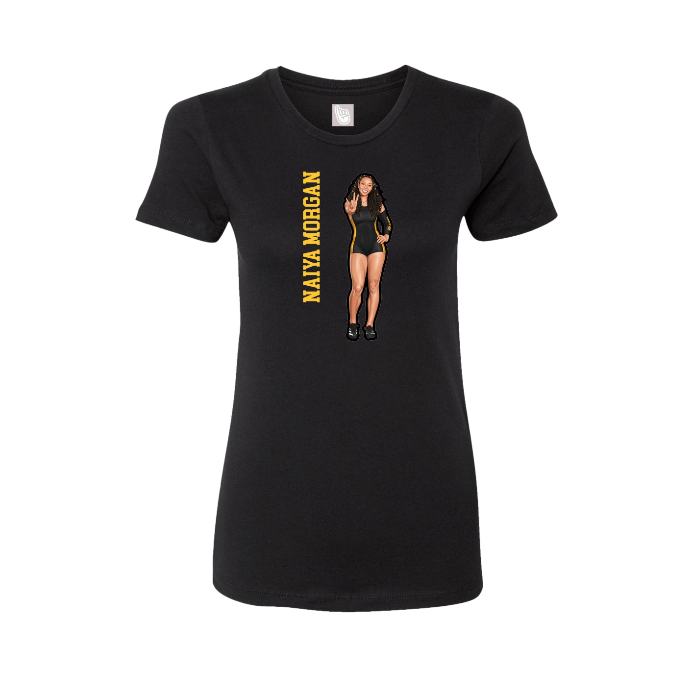 Fitted Women's Tee — Name Vertical in Black