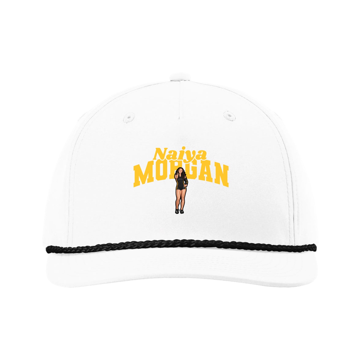 Five-Panel Classic Rope Cap — Signature Arch in White
