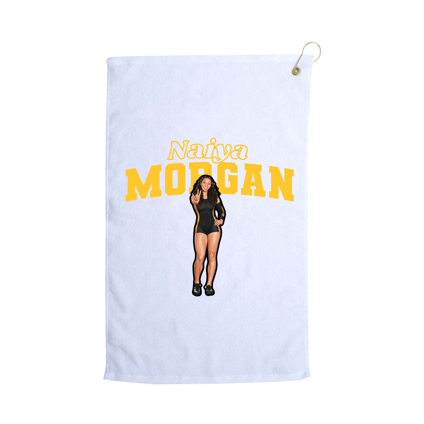 Golf Towel — Name Arch in White