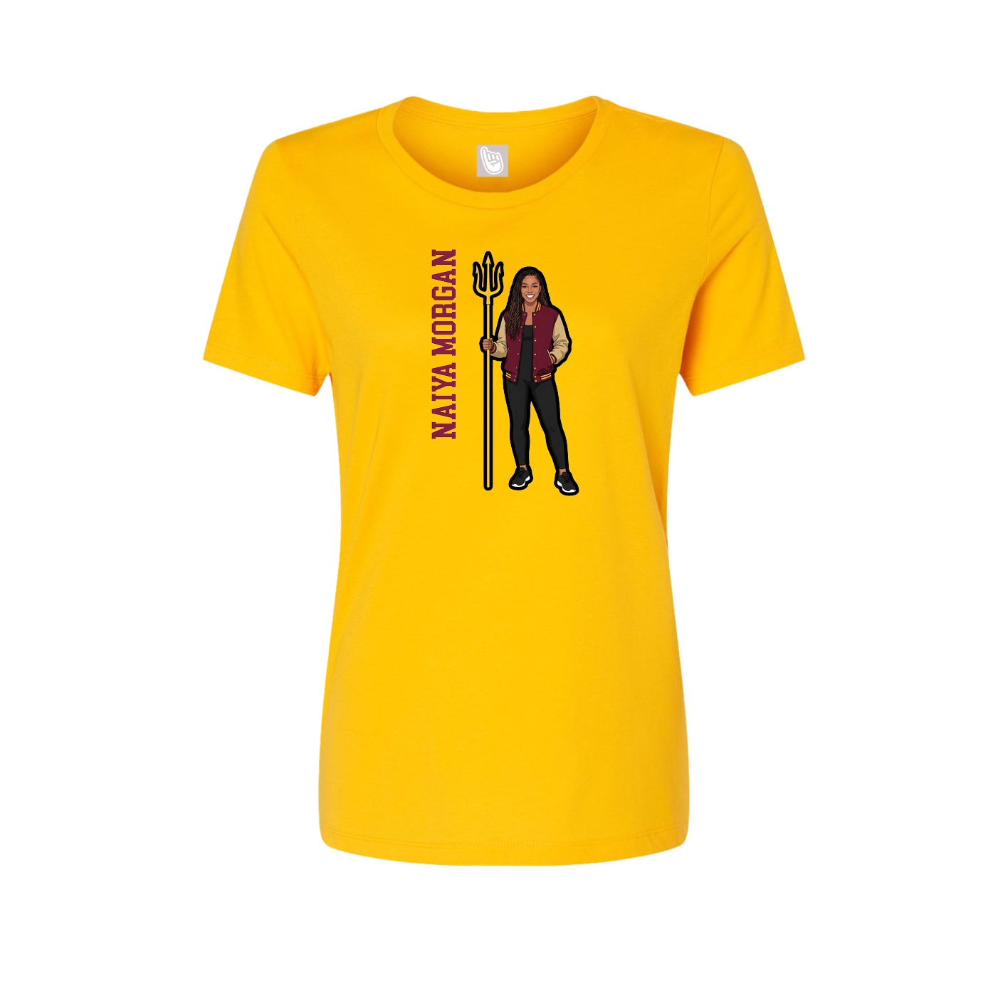 Fitted Women's Tee — Name Vertical in Gold