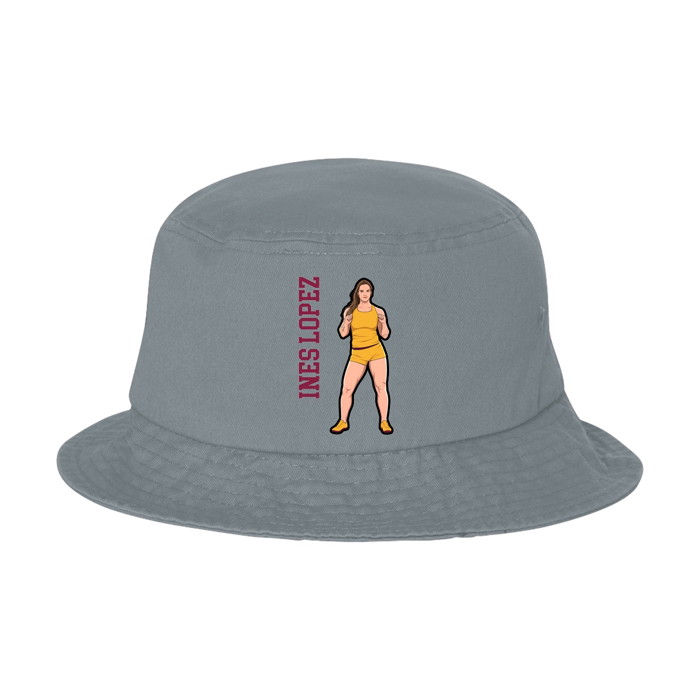 Bucket Cap — Name Vertical in Grey