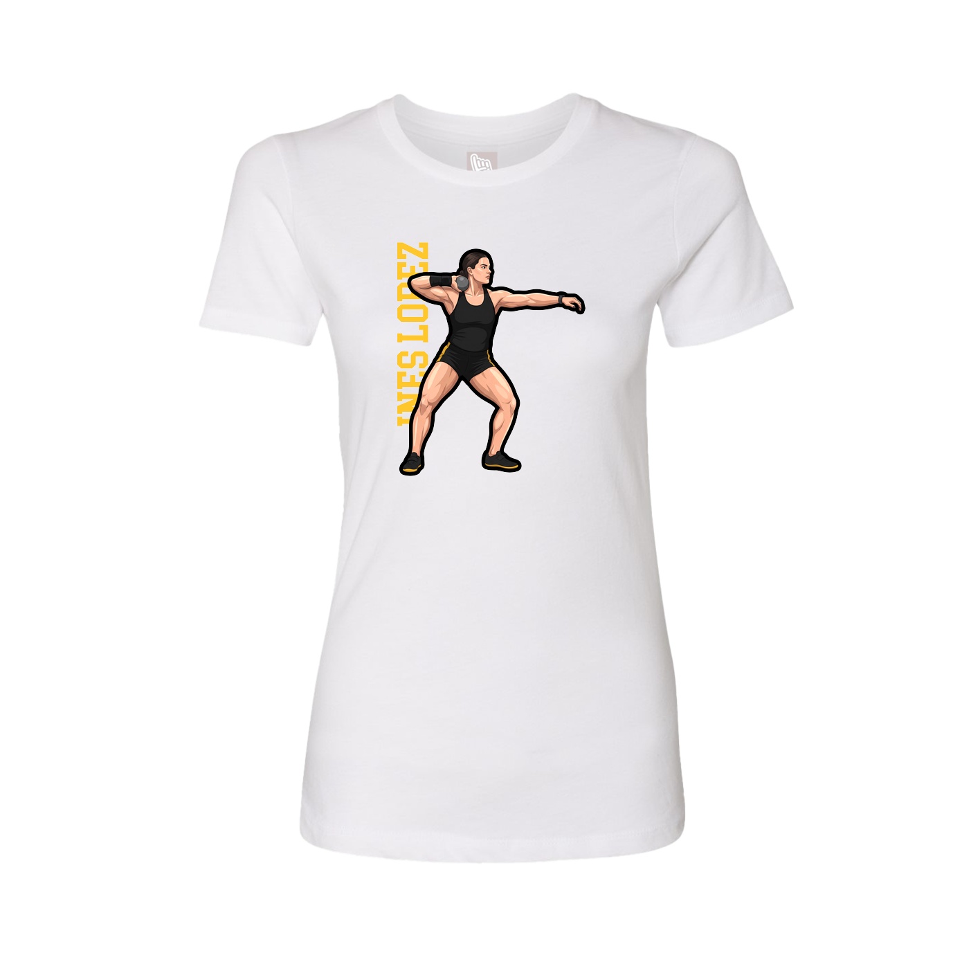 Fitted Women's Tee — Name Vertical in White