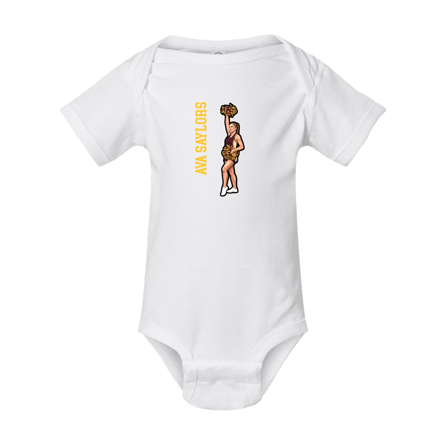 Baby Onesie — Name Vertical in White